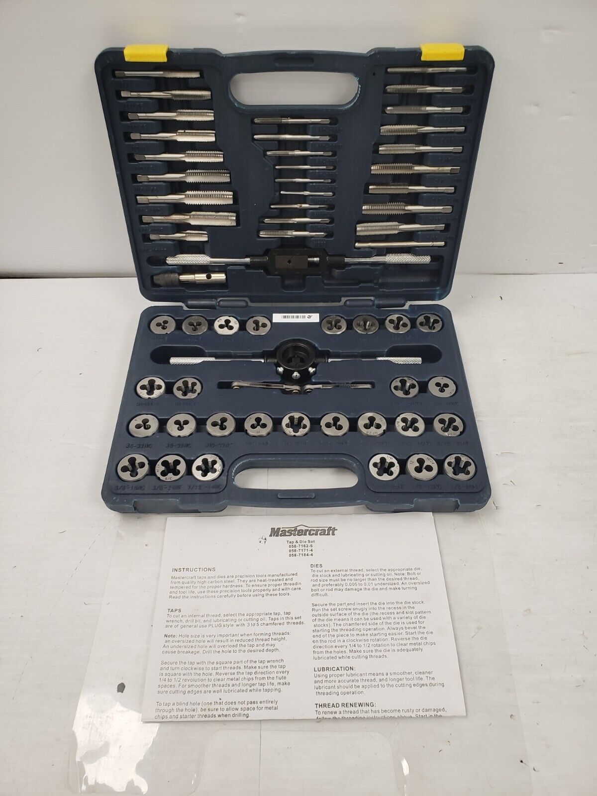 Mastercraft Tap and Die Set - 40-Piece High-Speed Steel Threading Tool Kit for Metalworking | Perfect for DIY Projects, Automotive Repairs & Home Workshops