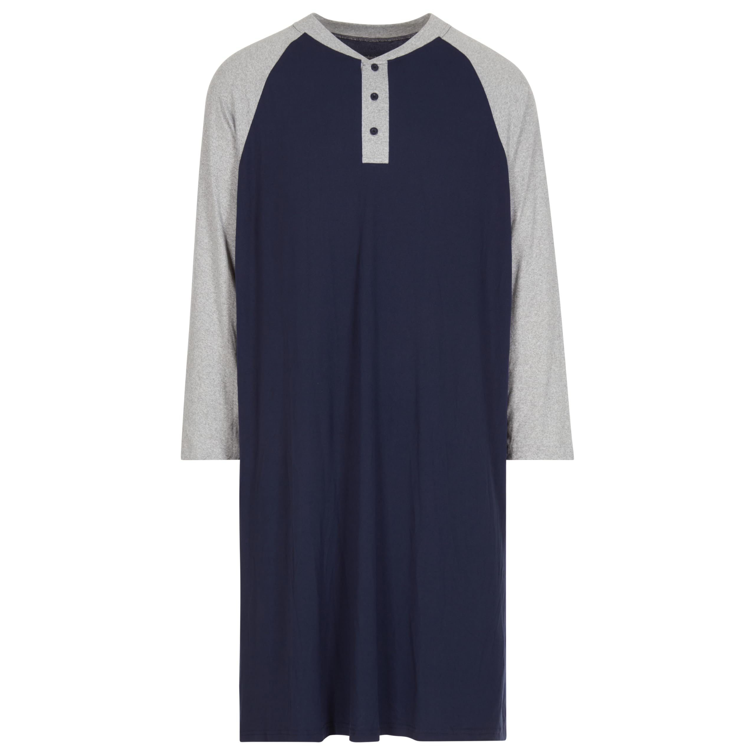 Men's Long Sleeve Henley Nightshirt - Sleep & Lounge Pajama Top for Comfort