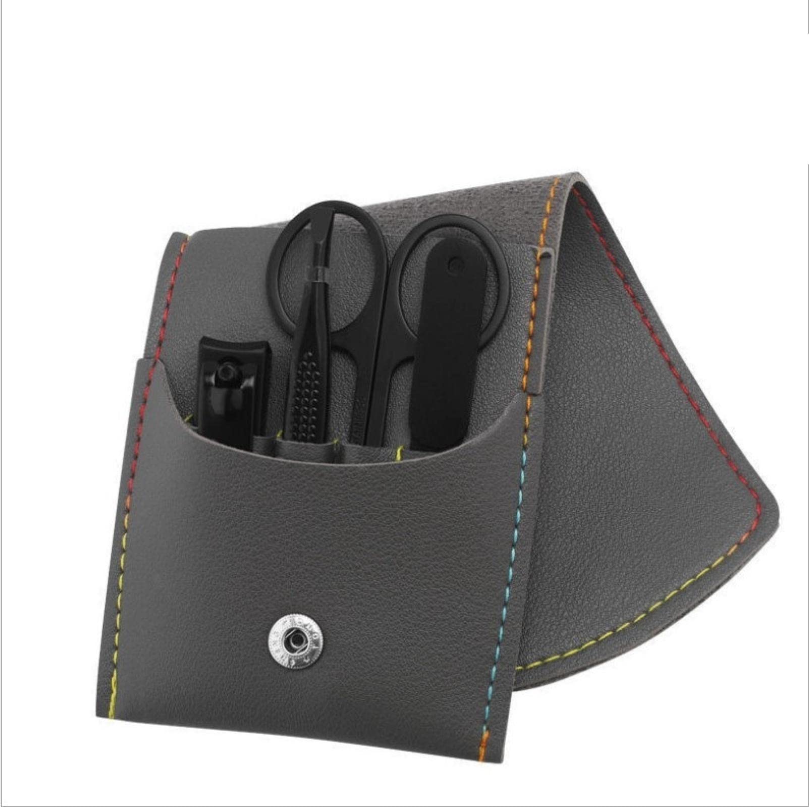 Premium 4-Piece Nail Clipper Set with Scissors, File & Folding Case - Heavy Duty Stainless Steel for Thick Nails - Home, Travel & Manicure Care (Gray) - Perfect Gift for Men & Women