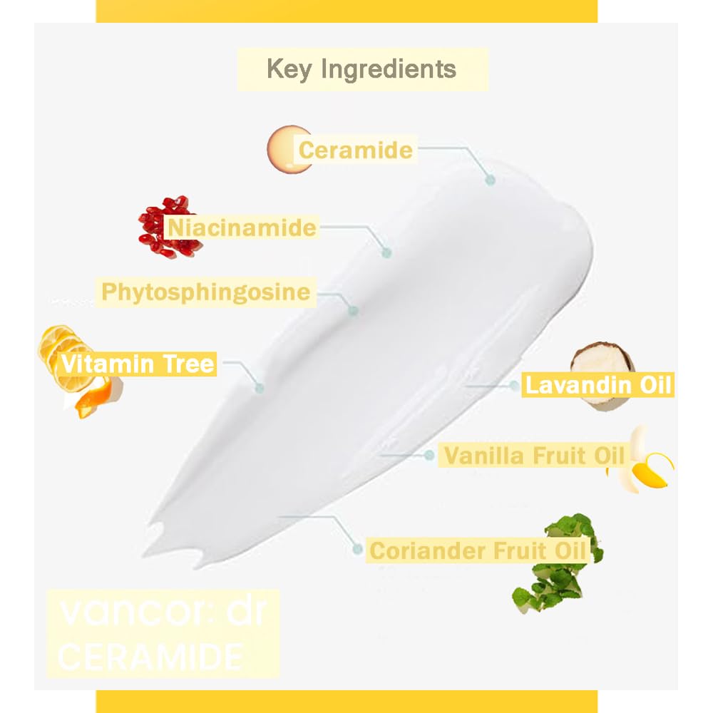 Dr Vancor Ceramide Cream 10000ppm - Korean Glass Skin Moisturizer 60ml for Hydration & Glow