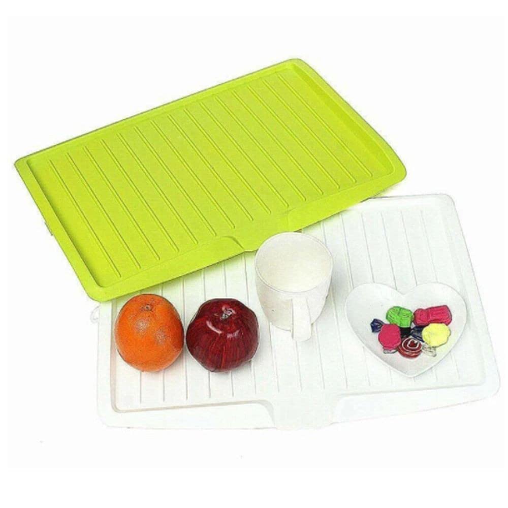 Leeonz Large Plastic Dish Drainer - Green Sink Drying Rack for Kitchen Organization & Space Saving