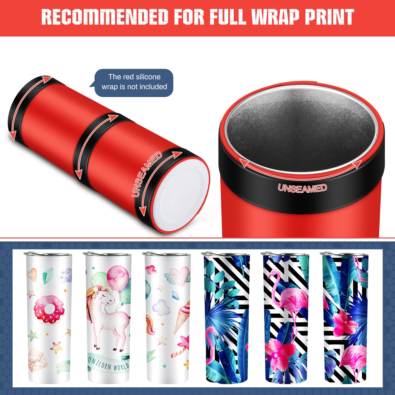 6 Pack Silicone Bands for Tumbler - Elastic Sublimation Paper Holder Rings, Heat Resistant Wrapping Bands to Prevent Ghosting - Perfect for DIY Sublimation Projects, Tumbler Accessories & Drinkware Crafts