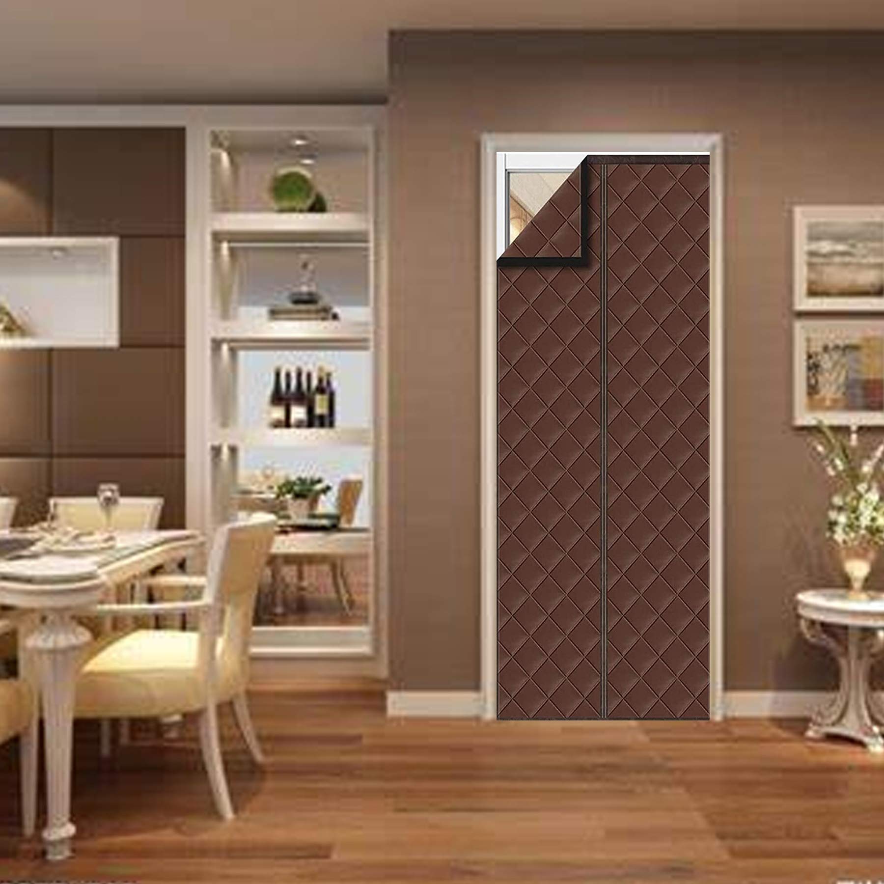 Heavy Duty Magnetic Thermal Door Curtain - 72x92 Inch Insulated Windproof Cold-Resistant Screen Door with Auto-Close PU Cover for Front/Back/Patio Doors - Perfect for Winter Energy Savings & Home Insulation