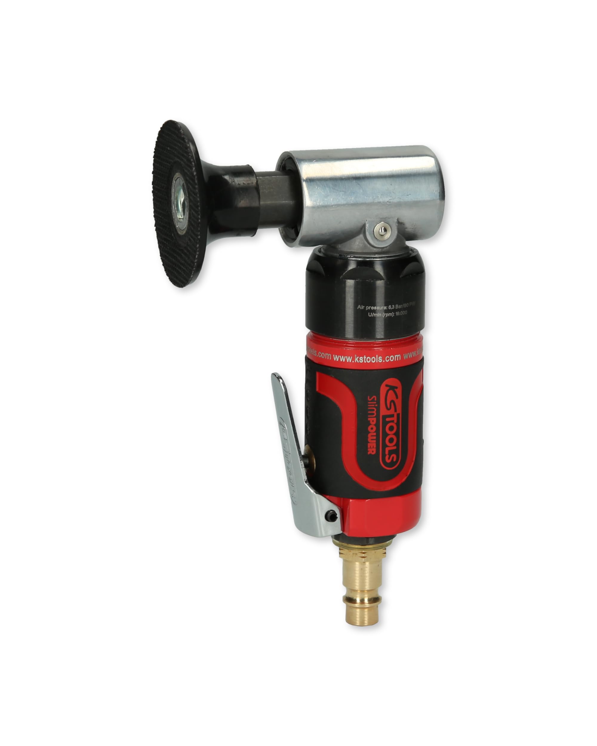 KS Tools 515.5580 SlimPOWER Mini Air Grinder with Large Pads - 19000 RPM High Speed Compressed Air Grinder for Metal Polishing, Wood Sanding & Automotive Detailing