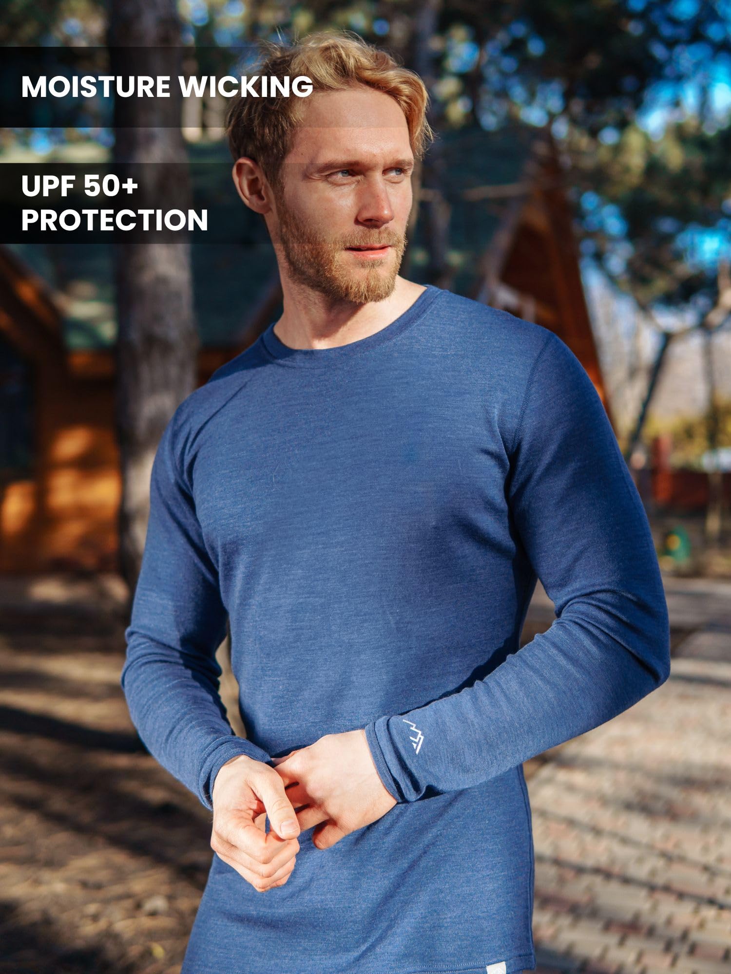 Premium 100% Merino Wool Base Layer for Men - Lightweight, Midweight & Heavyweight Thermal Long Sleeve Shirts with Hiking Socks - Ideal for Hiking, Camping & Winter Outdoor Activities