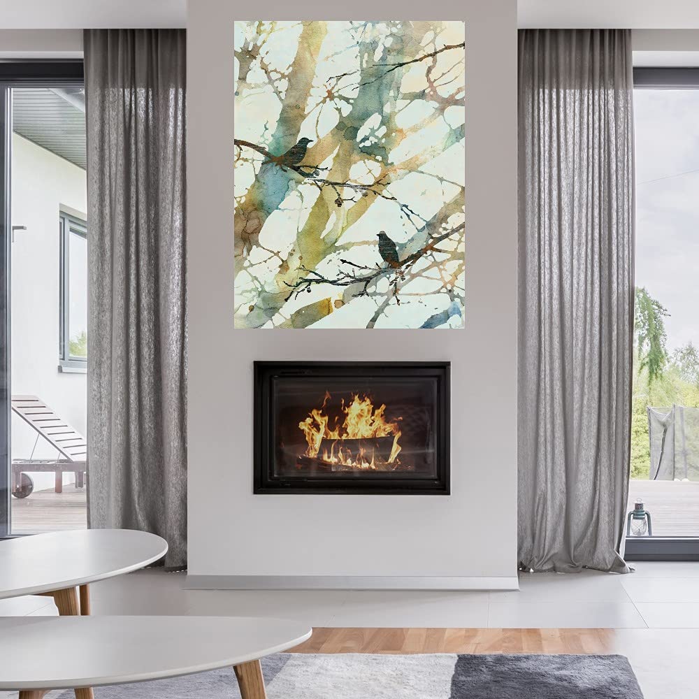 Botanical Birds II Canvas Wall Art - Hand Painted by Artist Carol Robinson - 24x32 Inches - Ready to Hang - Nature Inspired Home Decor for Living Room, Bedroom, Office & More - Perfect Gift for Housewarming & Interior Design