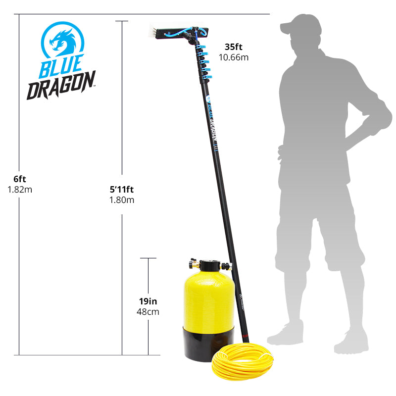 Blue Dragon Water Fed and DI Tank Starter Kit - Yellow | Professional Window Cleaning System for Home & Commercial Use