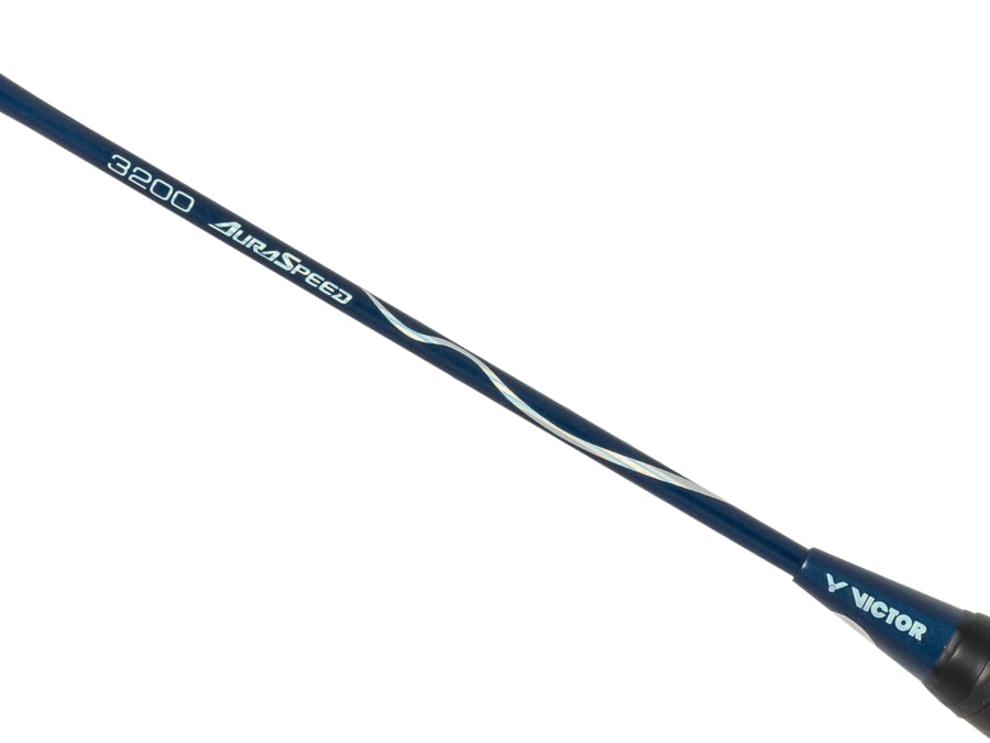 VICTOR AURASPEED 3200B Pre-Strung Badminton Racket - Dark Mineral Blue - Professional Carbon Fiber Shuttlecock Racket for Advanced Players - Perfect for Tournaments & Training Sessions
