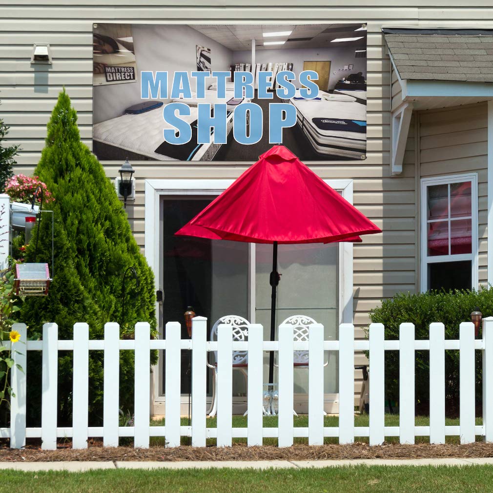 Durable 48x96 Inches Vinyl Banner for Mattress Shop - Weatherproof Outdoor Advertising Sign with 8 Grommets | Perfect for Business, Industrial Yard & Retail Storefront Displays
