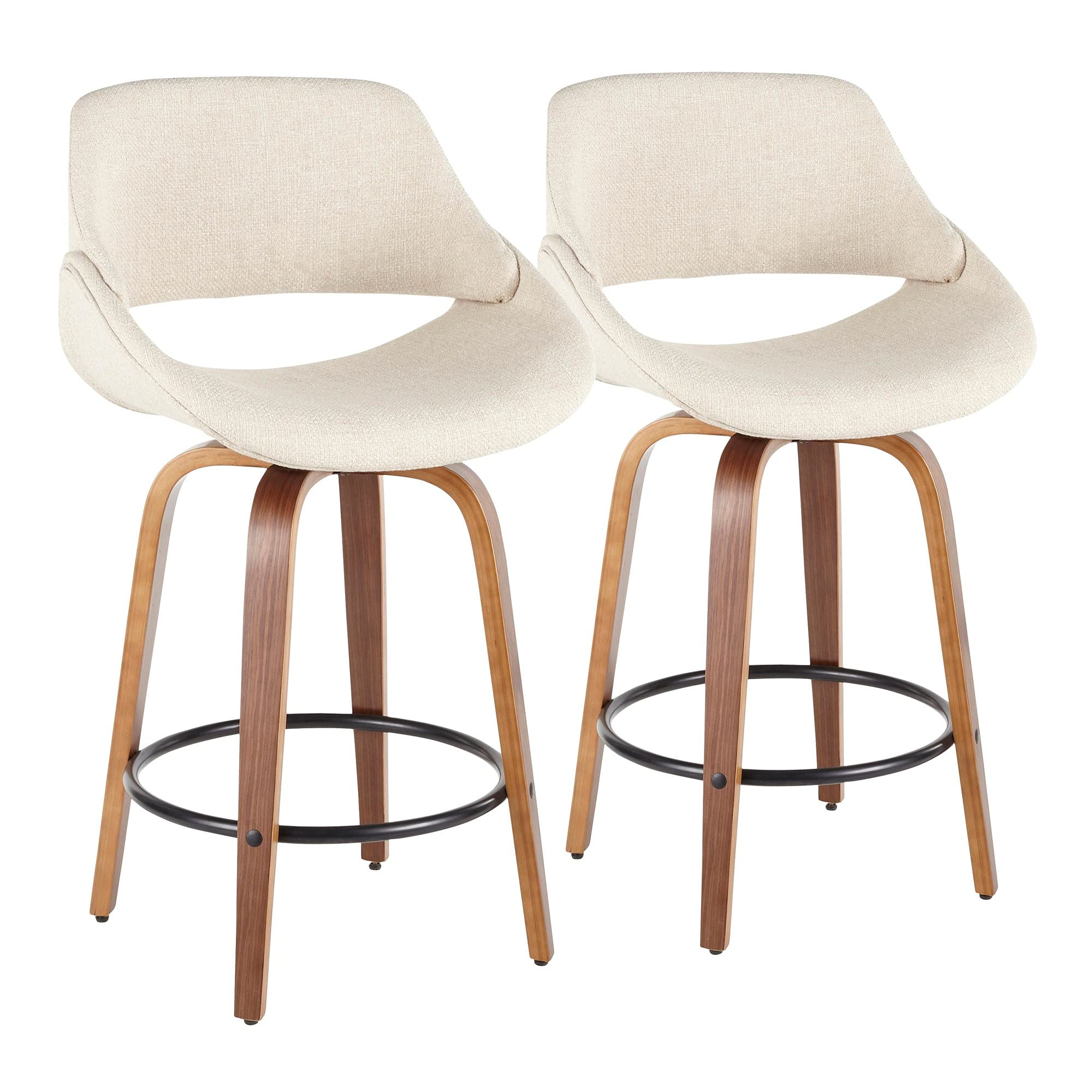 LumiSource Walnut Wood Counter Stools Set of 2 - 24