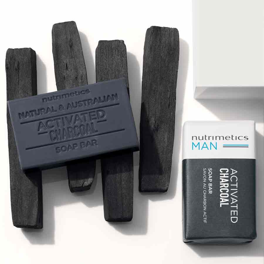 Nutrimetics Activated Charcoal Soap Bar - Deep Cleansing & Detoxifying Facial & Body Soap for Acne, Blackheads & Oily Skin - Natural Skincare for Men & Women - Perfect for Daily Use & Travel