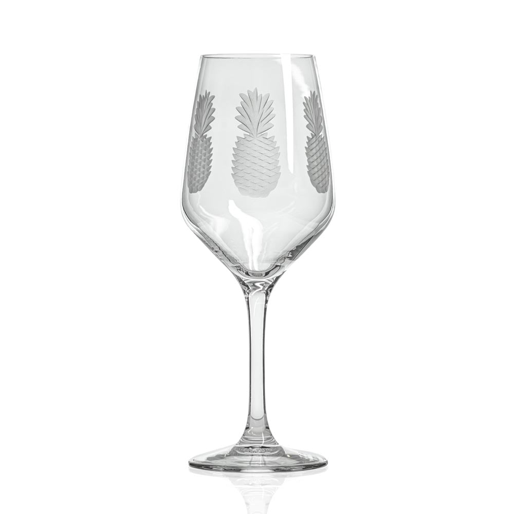 Fresh Pineapple 10.75oz White Wine Glasses Set of 2 - Perfect for Summer Cocktails, Dinner Parties & Home Bar Decor