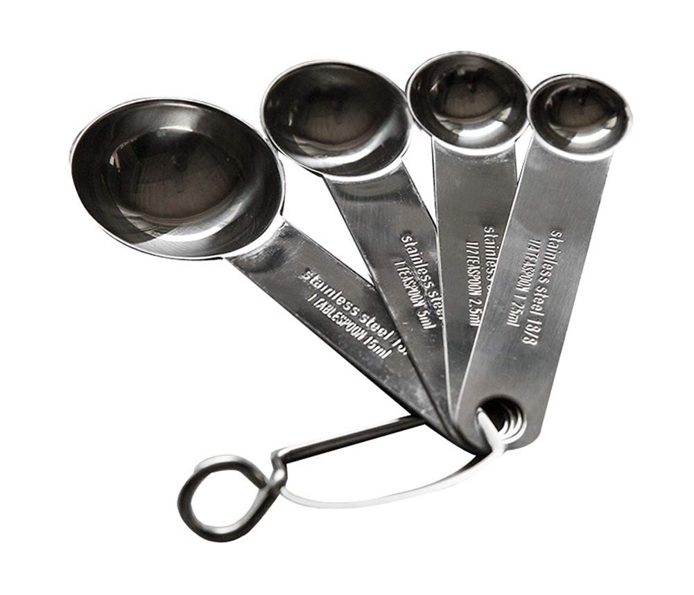 Premium Set of 4 Stainless Steel Measuring Spoons - Tablespoon, Teaspoon for Baking, Cooking & Coffee Measuring - Durable Kitchen Essentials for Home Chefs & Bakers