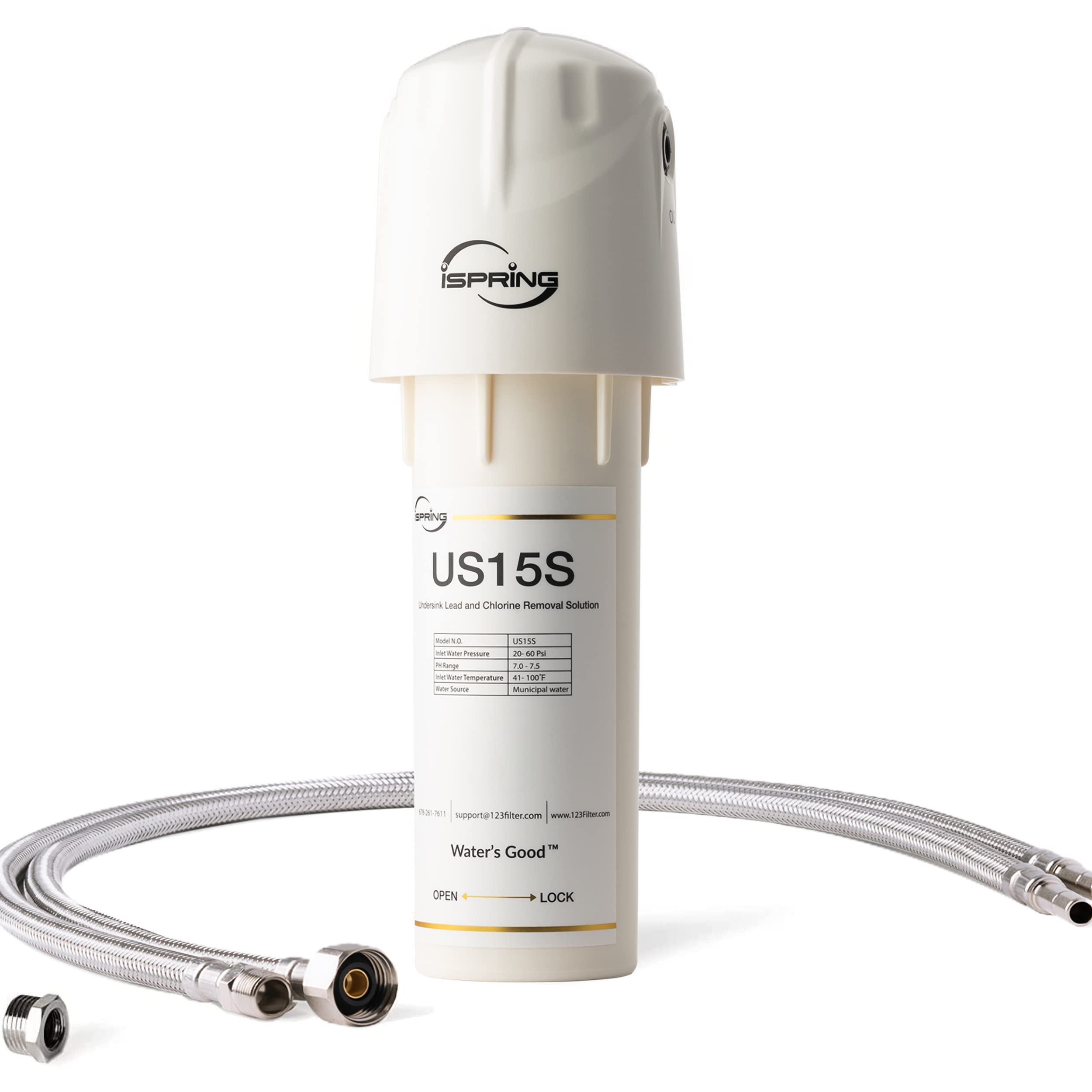 iSpring US15SL Under Sink Water Filter System - 10K Gallon Capacity | Reduces Chlorine, Lead & Contaminants | BPA-Free Direct Connect Kitchen Water Filter (10”x2.5”, White) | Perfect for Clean Drinking & Cooking Water in Homes & Offices