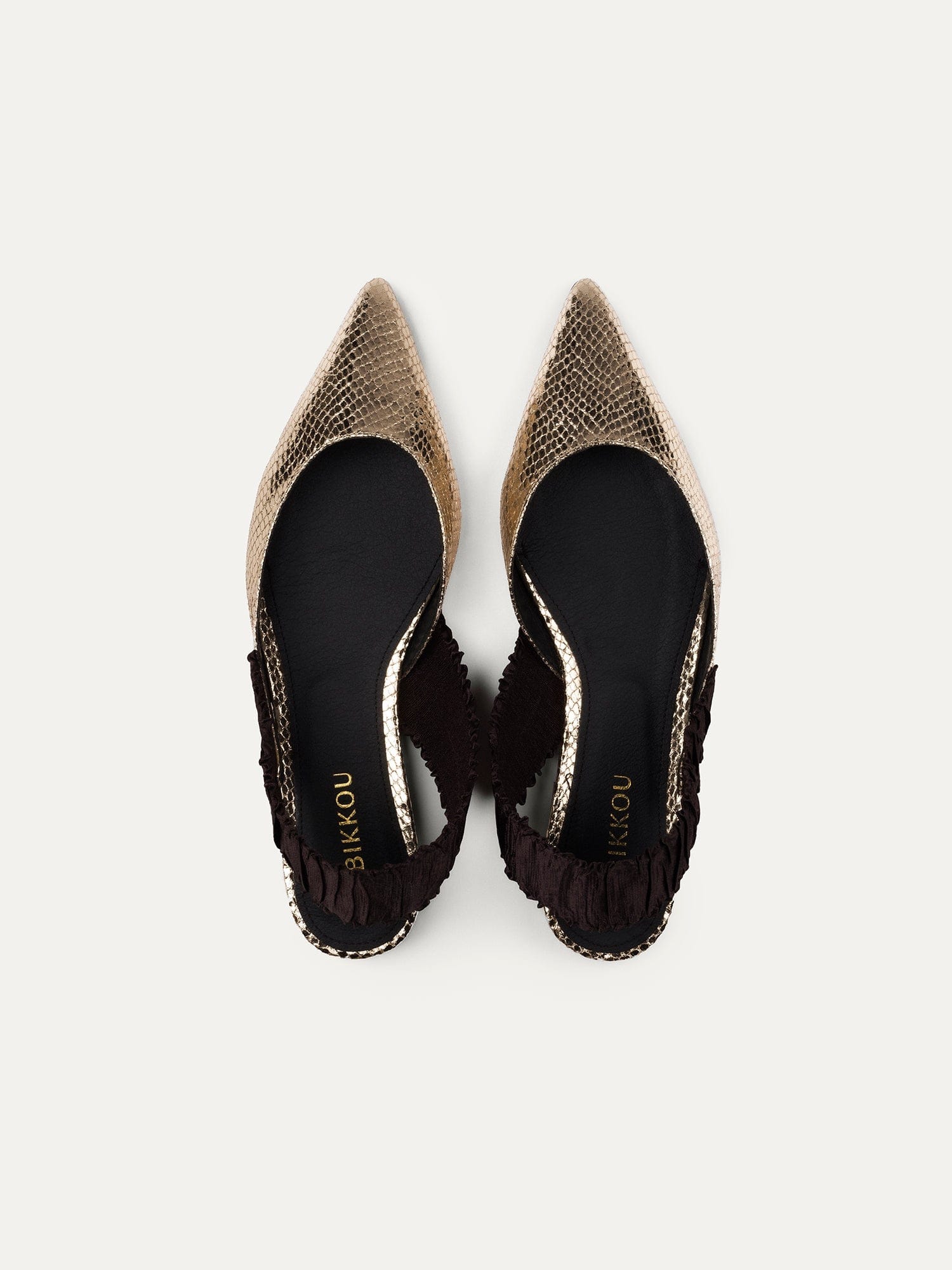 11:30am Sunday Brunch Vegan Leather Slingback Flats - Women's Comfortable Gold Sandals for Casual Outings & Office Wear