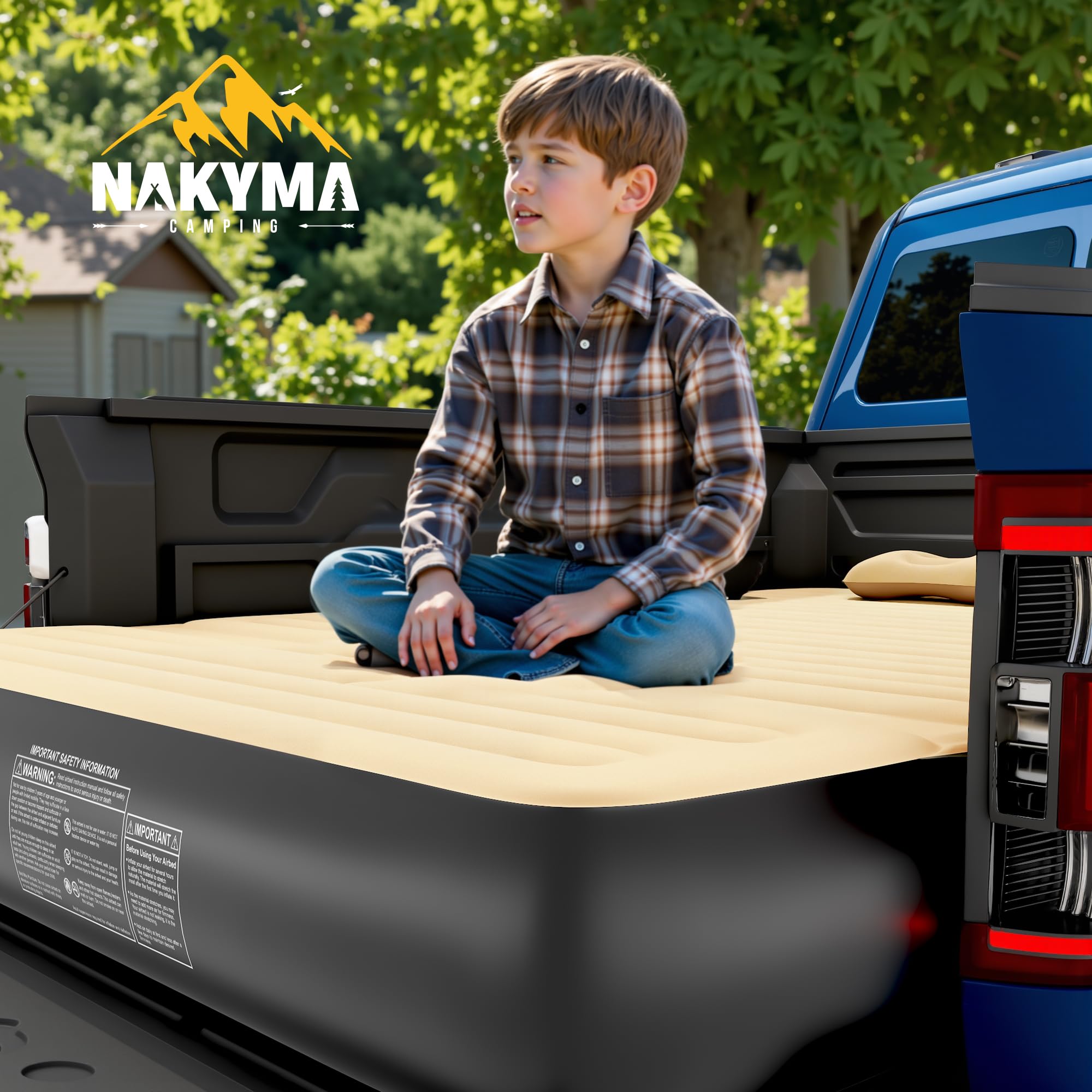Upgraded Truck Bed Air Mattress for 5.5-5.8Ft Pickup Trucks - Full Size Inflatable Mattress with Extension Air Pump & 2 Pillows - Portable Carry Bag for Camping, Road Trips & Outdoor Adventures