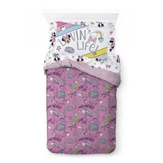 Minnie Mouse Twin Reversible Comforter and 3-Piece Sheet Set - Disney Themed Bedding for Girls' Room Decor | Perfect for Kids' Bedrooms, Sleepovers, and Disney-Themed Parties