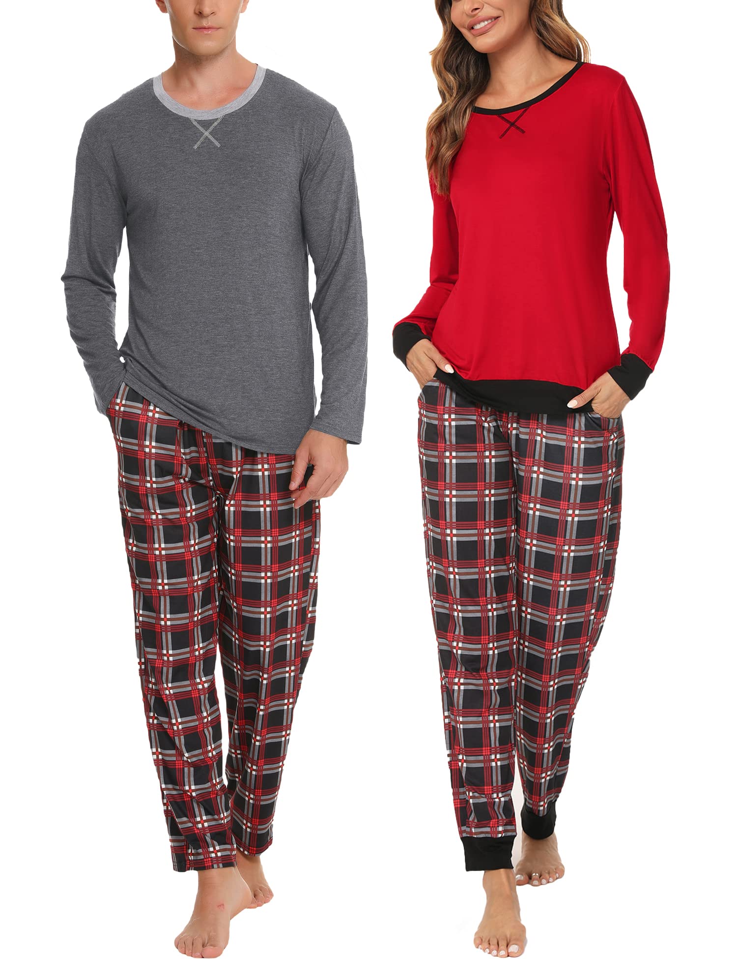 Family Matching Pajama Sets - Plaid Sleepwear with Pockets for Couples & Kids | Cozy Home Nights