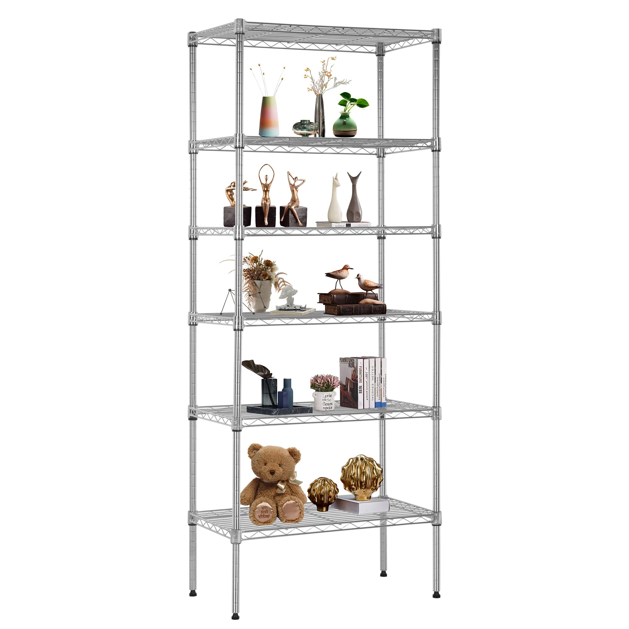 6-Tier Adjustable Chrome Metal Wire Shelving Unit 23