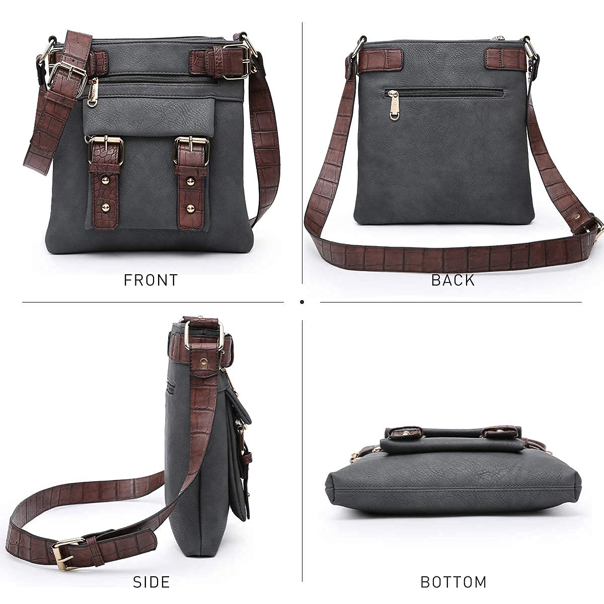 Dasein Vegan Leather Crossbody Bag - Lightweight Travel Purse for Women