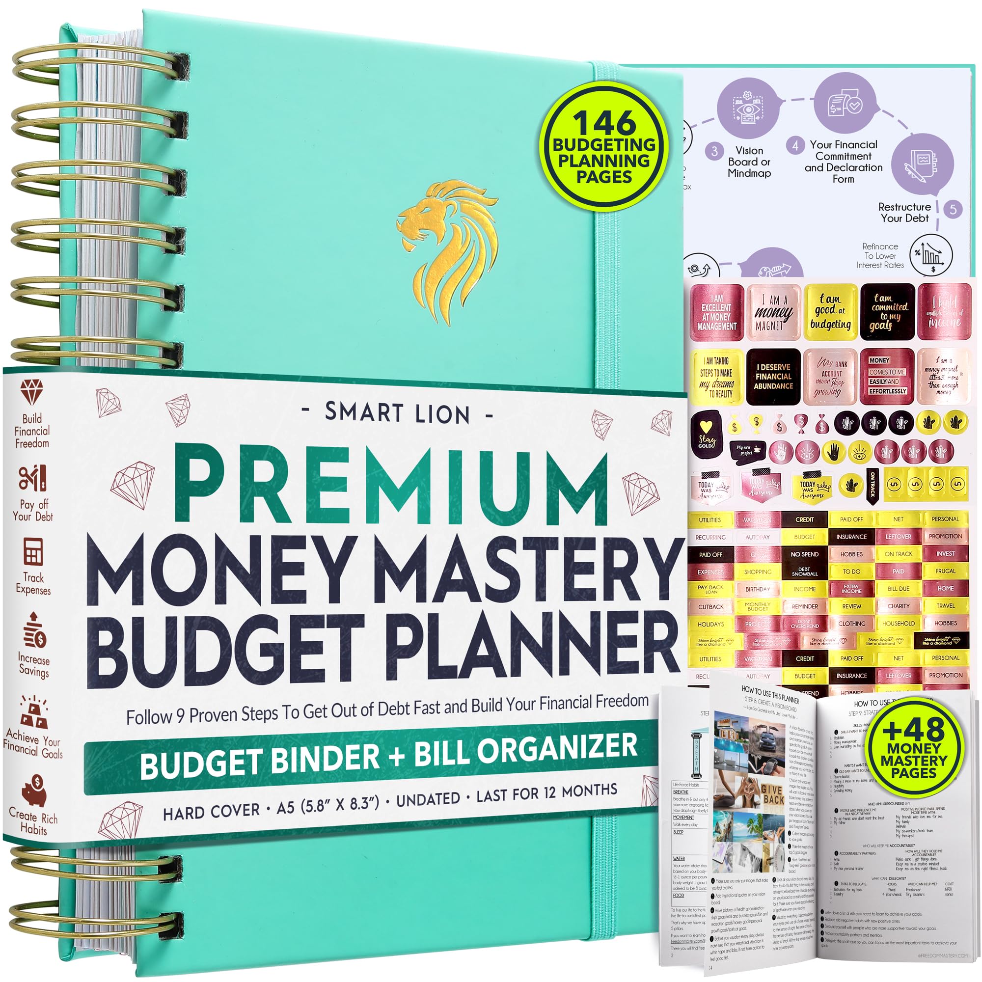 2025 Spiral Budget Planner & Monthly Bill Organizer with Pockets - Financial Journal, Debt Tracker, Savings Planner | 12-Month Money Management System for Financial Freedom | Perfect for Home Budgeting, Personal Finance Tracking, and Goal Setting