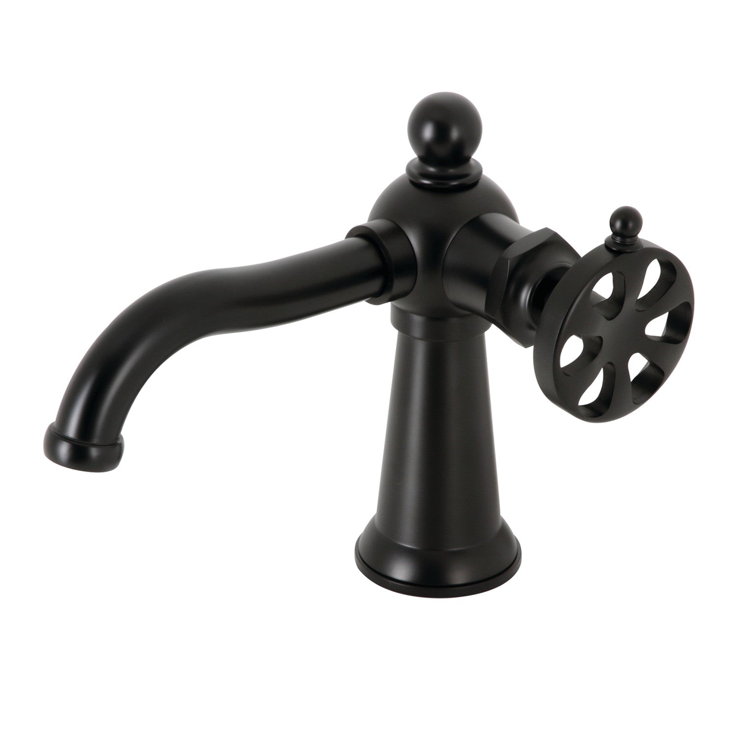 Belknap KS3540RX Matte Black Single Handle Bathroom Faucet with Push Pop-Up Drain - Perfect for Modern Vanities and Small Bathroom Spaces