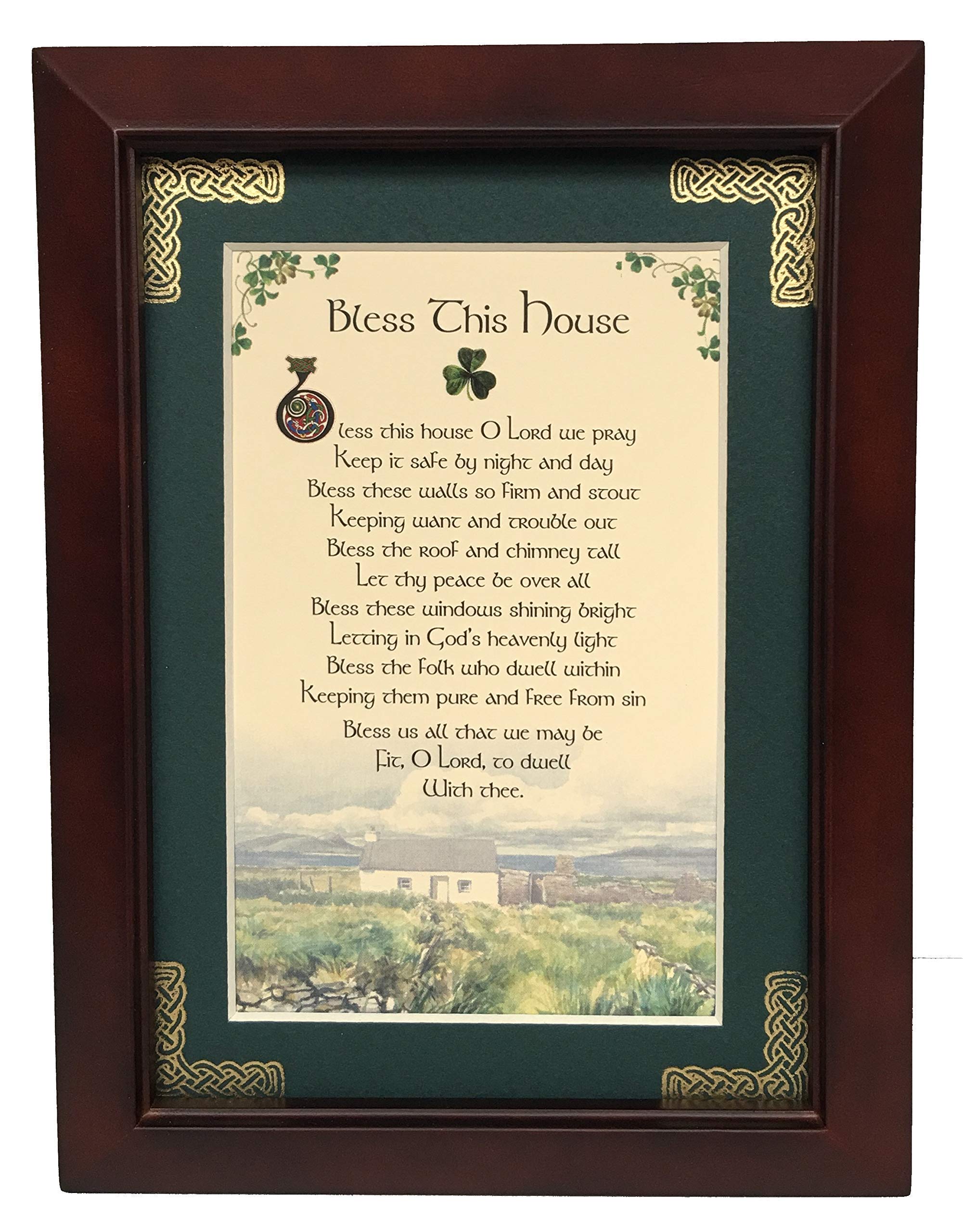 Personalized 'Bless This House' Framed Wall Art with Green Mat - Perfect for Home Decor, Housewarming Gifts & Christian Blessings