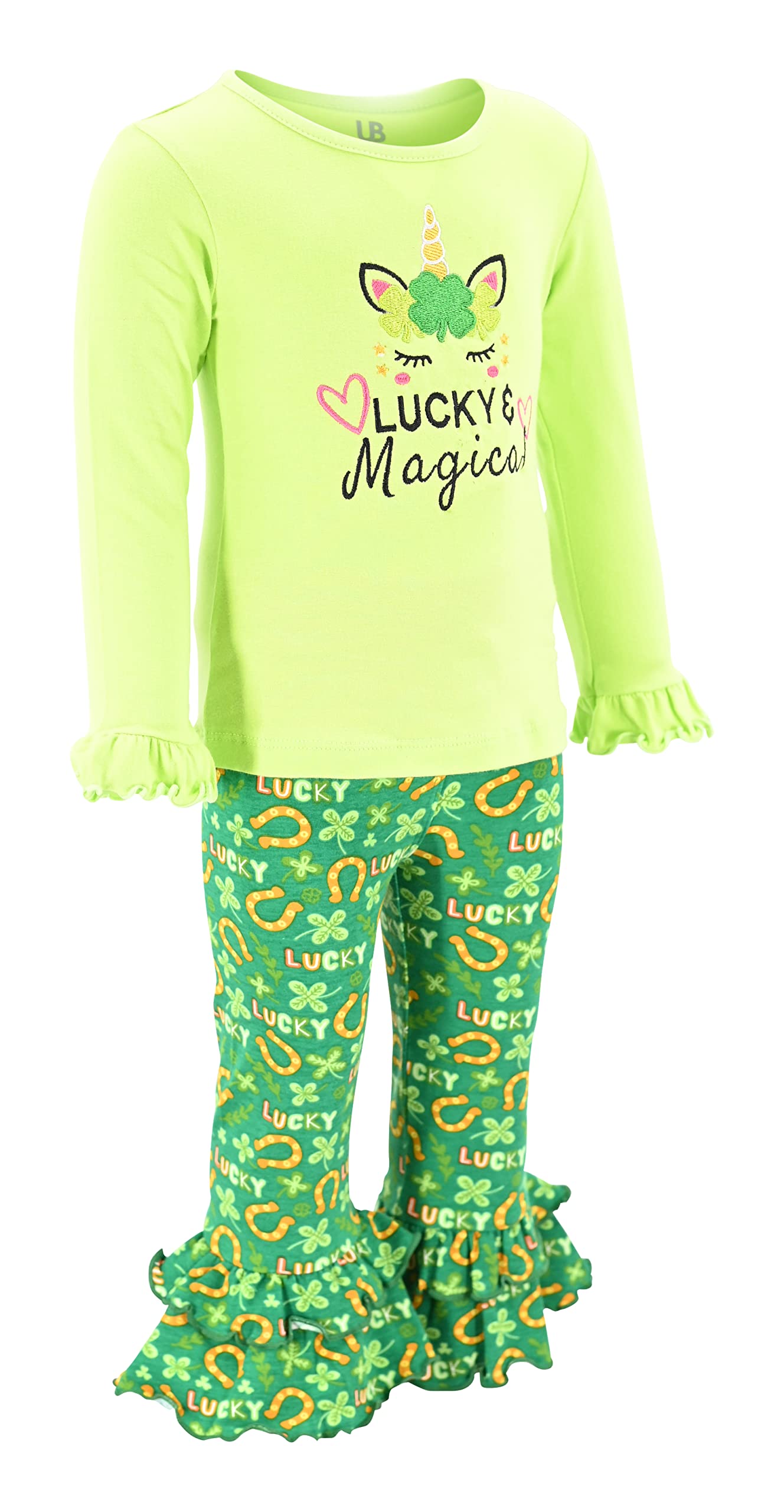 Girls 2-Piece Outfit - Ruffle Leggings & Long Sleeve Shirt Set for Toddlers | Playtime & Party Wear