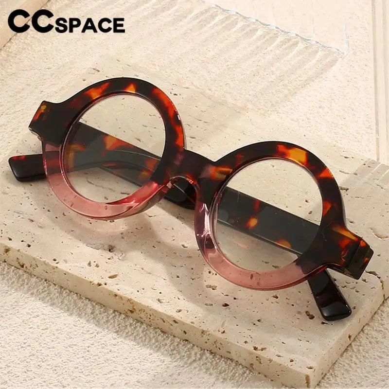 CCspace Women's Full Rim Round Thick Polycarbonate Reading Glasses +1.00 to +4.00 Strength | Blue Light Blocking | Lightweight & Durable for Reading, Computer Work & Office Use