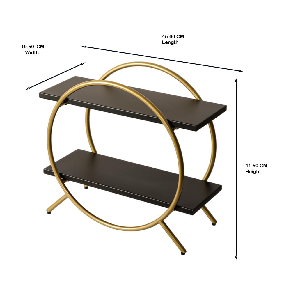 Premium 2-Tier Circular Countertop Organizer Rack - Multishelf Storage Stand for Kitchen, Bathroom & Vanity | Spice Rack, Cosmetic Organizer & Bathroom Storage | Space-Saving Solution for Small Spaces (Black & Gold) | Perfect for Countertop Organization in Apartments, Dorms & Tiny Homes