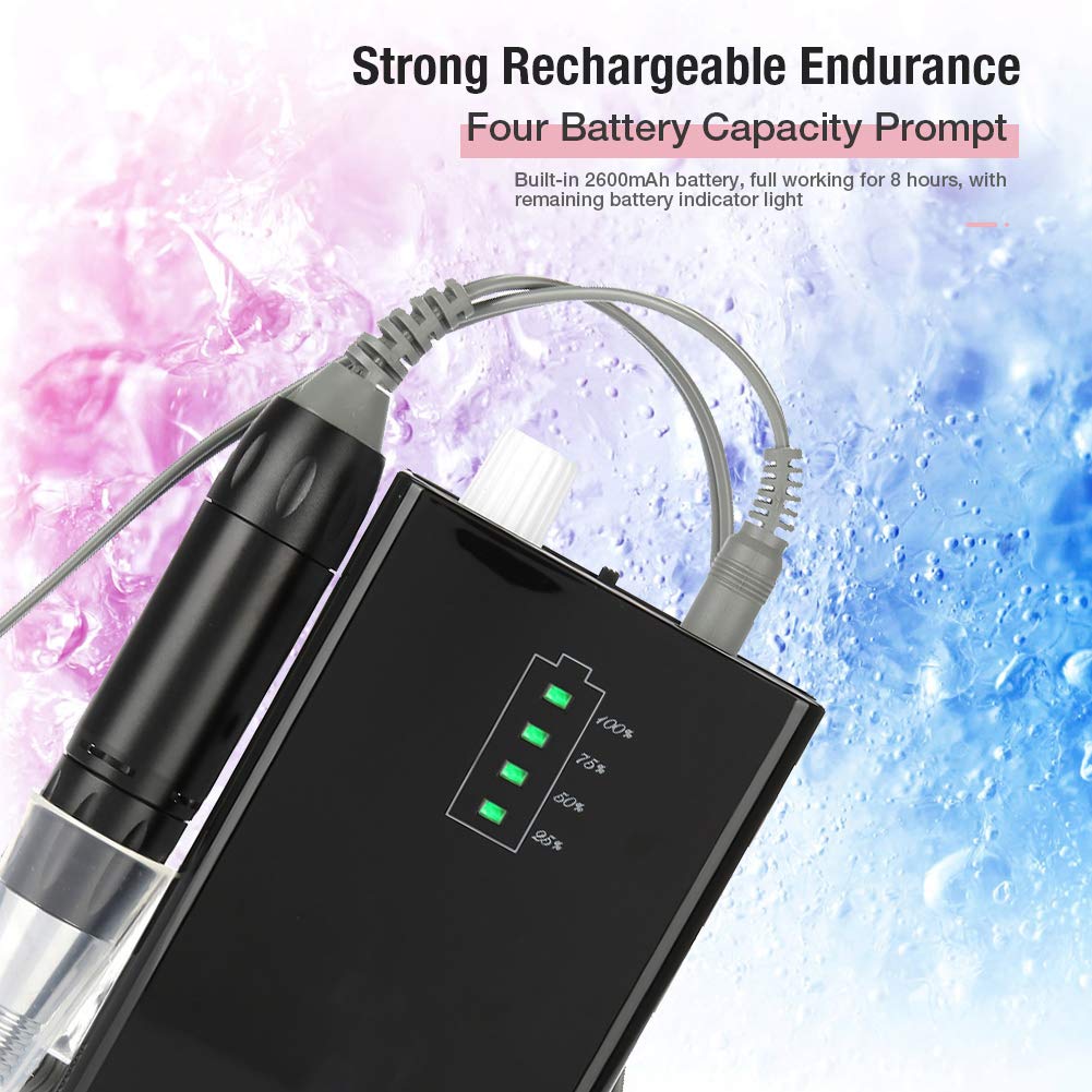 Professional Cordless Electric Nail Drill Kit - 30000 RPM Rechargeable Manicure Pedicure Tool with 6 Bits & LED Light | Perfect for Home Salon, Nail Art & DIY Nail Care