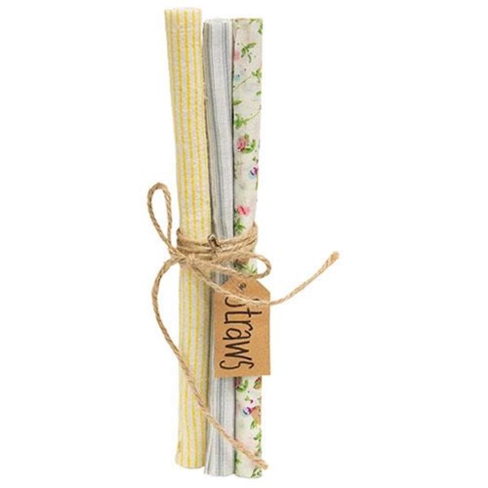 3 Pack Reusable Patterned Fabric Straws - Eco-Friendly Drinking Straws for Smoothies, Cocktails & Iced Coffee | BPA-Free, Dishwasher Safe, Perfect for Parties & Home Use