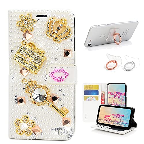 White, Diamond Key Girls Bag Crown Flowers Floral