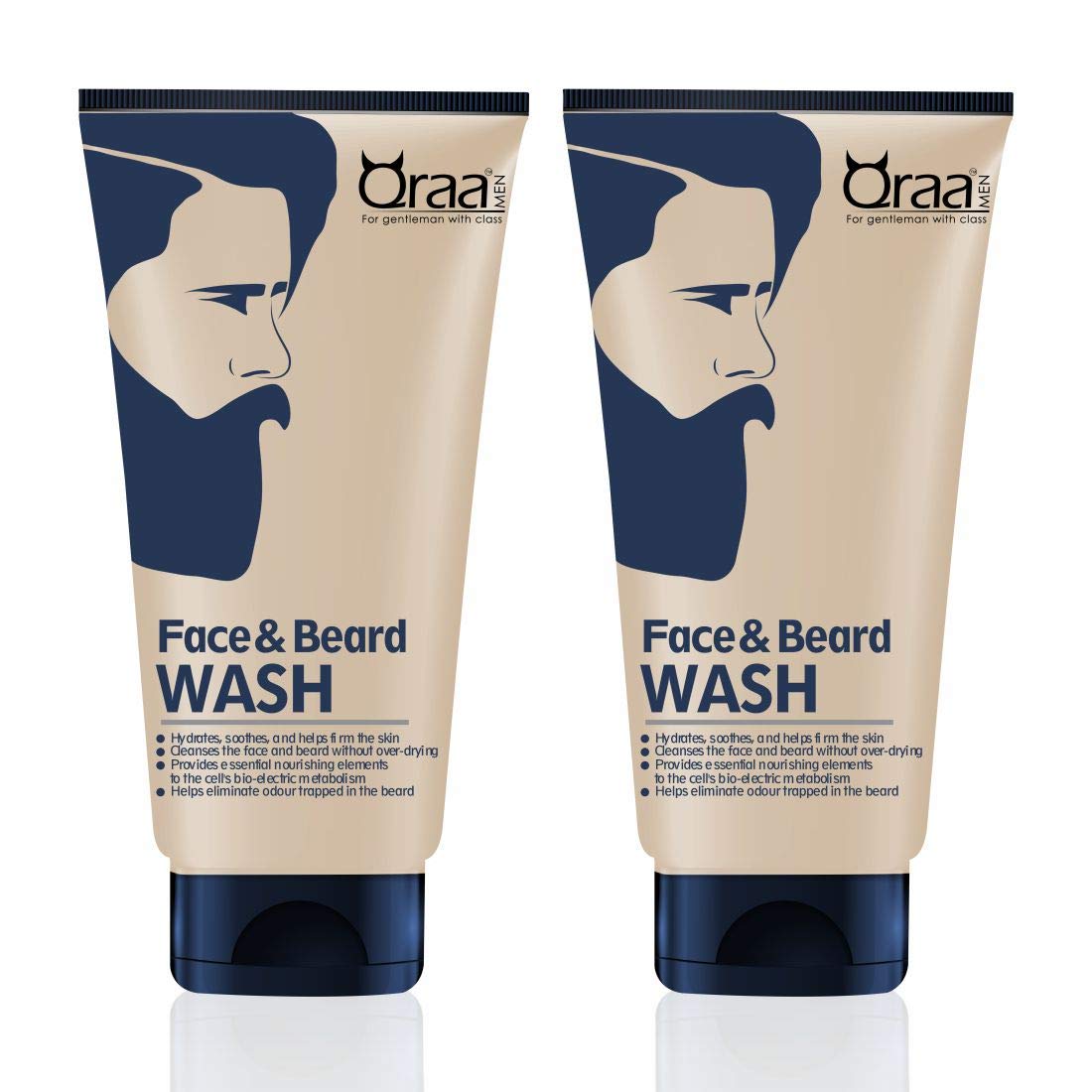 Qraa Men's 2-in-1 Beard and Face Wash with Rosemary & Aloe Vera - Deep Cleansing Facial Cleanser for Men, Refreshing & Soothing Formula Stimulates Beard Growth - 100g x 2 Pack - Ideal for Daily Grooming, Beard Care & Shaving Routine - Perfect for Home, Travel & Gym Use
