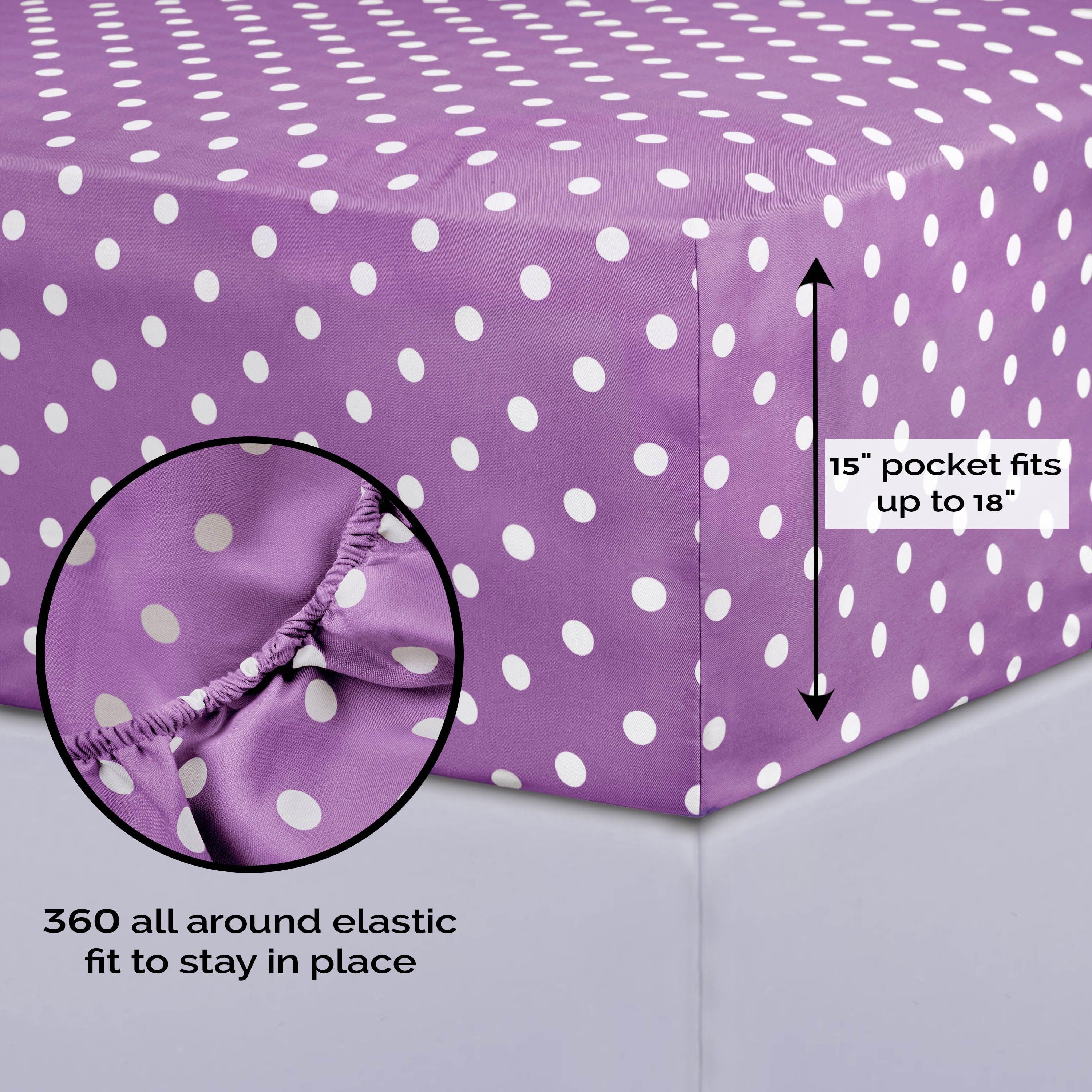 Polka Dot 600 Thread Count Cotton Blend Deep Pocket Sheet Set - Queen Size Bed Sheets for Comfortable Sleep - Perfect for Master Bedroom, Guest Room & Dorm