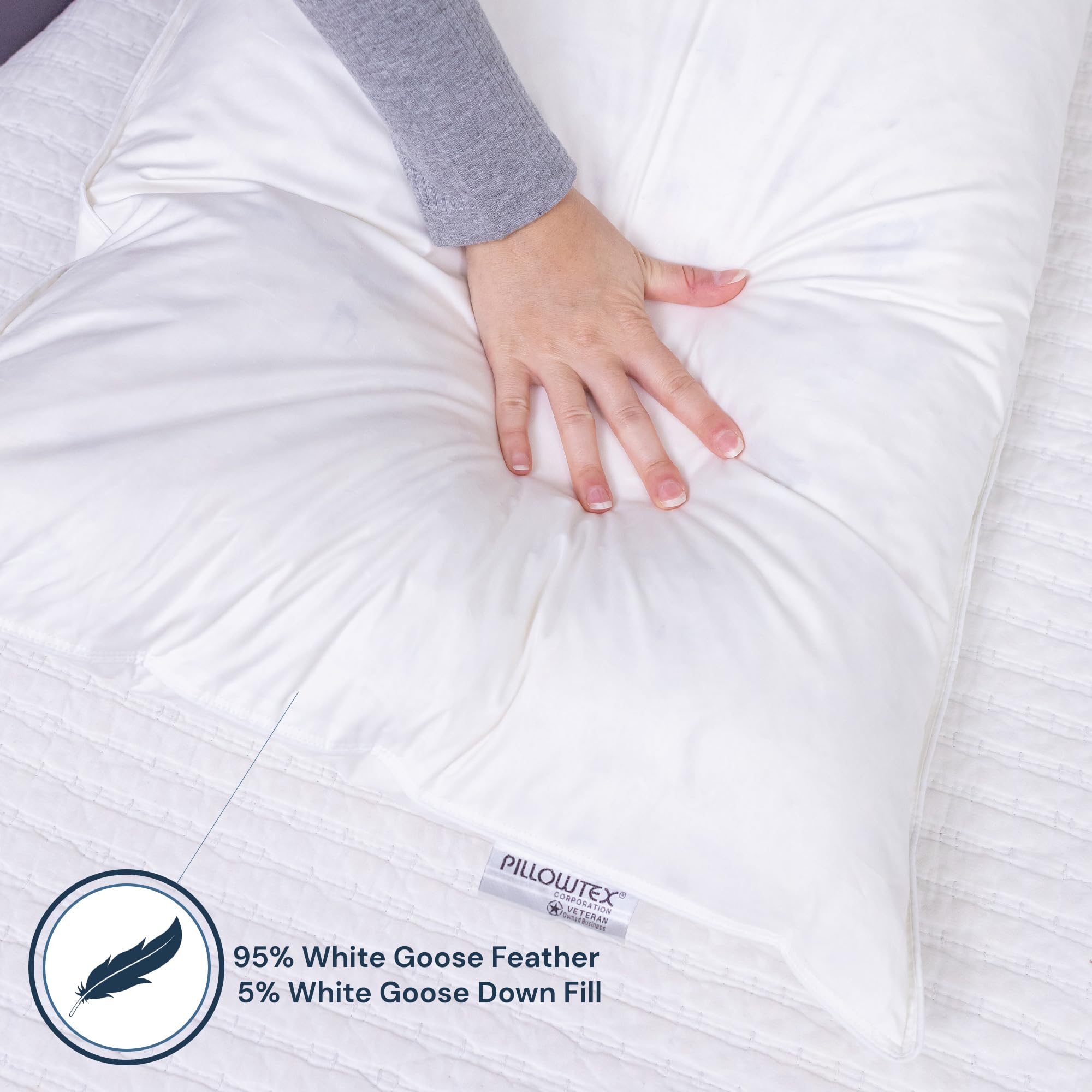 Premium White Goose Feather & Down Body Pillow - 20x72 Inches Ultra Soft Support for Sleeping, Lounging & Pregnancy Comfort - Perfect for Bed, Sofa & Travel Use