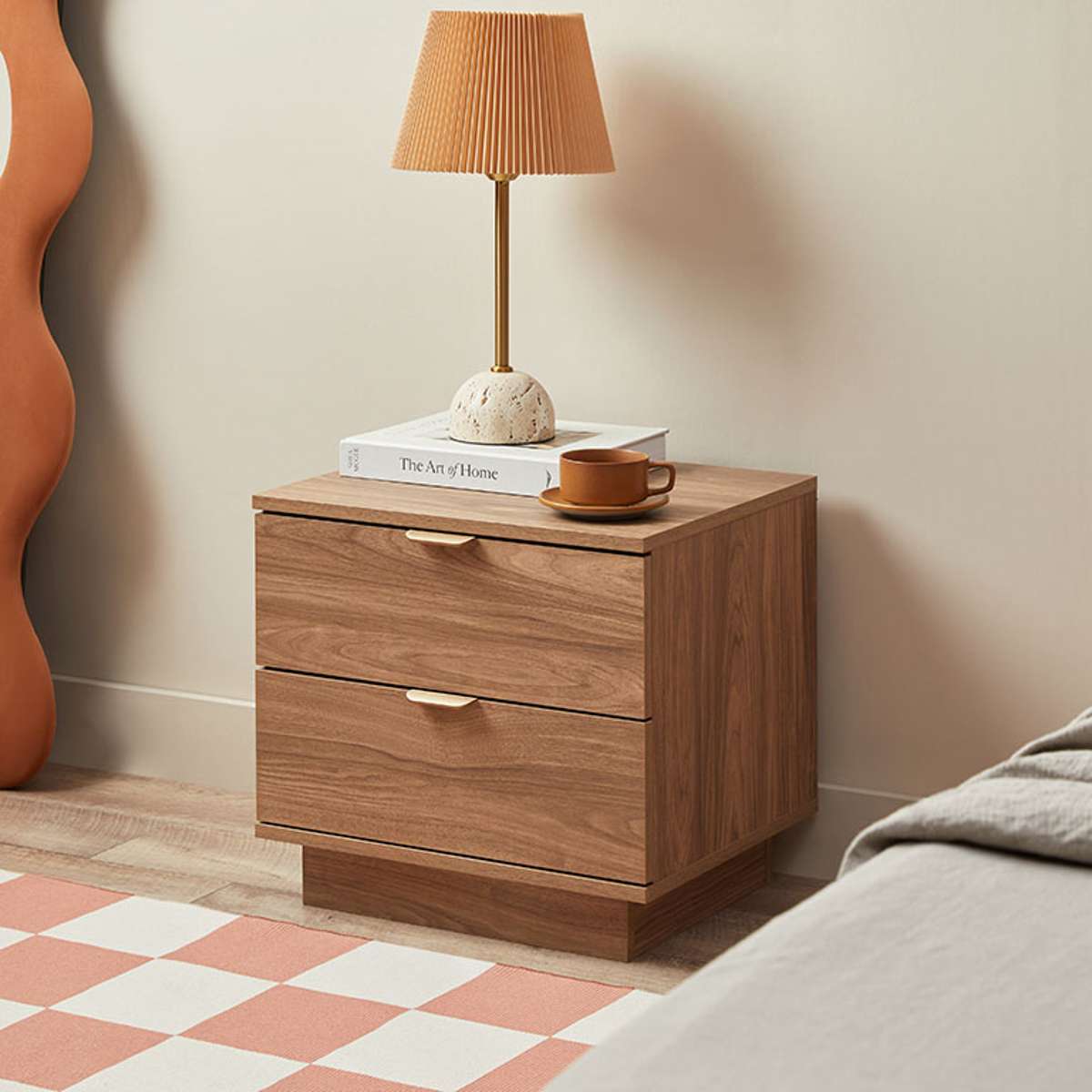 Modern Maverick Bedside Table in Pecan Finish - Stylish Nightstand with Storage for Bedroom, Living Room & Office - Perfect for Books, Lamps & Essentials