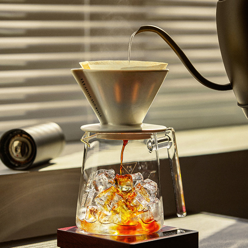 Premium V60 Ceramic Pour Over Coffee Dripper with Glass Sharing Pot - Perfect for Home Brewing, Office Use & Specialty Coffee Enthusiasts