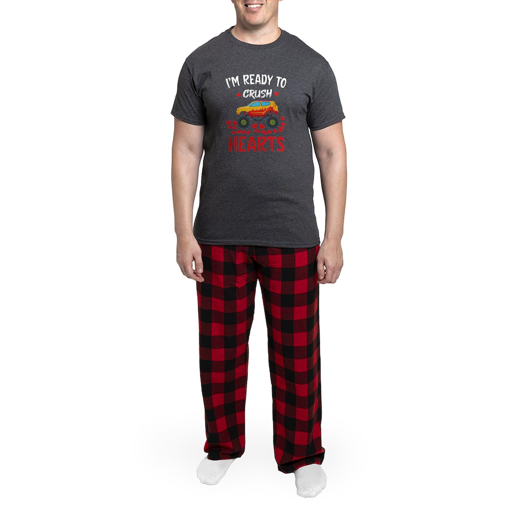 Men's Charcoal Fire Monster Crush Pajama Set - Comfortable Novelty Sleepwear for Lounge, Gaming & Relaxation
