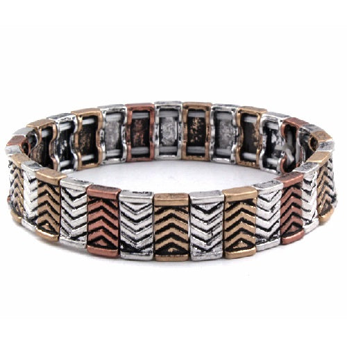 Chevron Textured Bracelet for Women - Stylish Stackable Boho Beaded Jewelry - Perfect for Casual Wear, Layering & Gift Giving