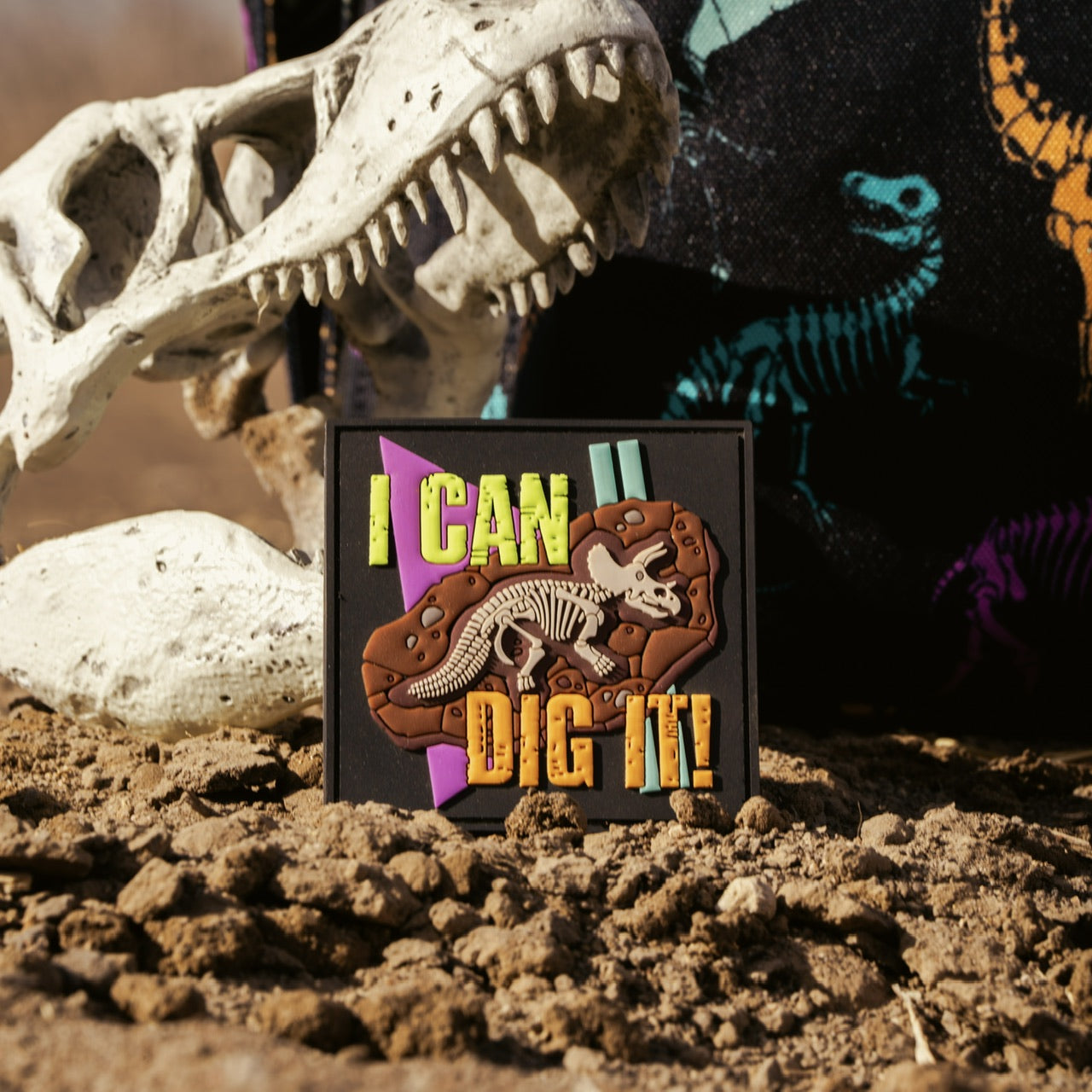 Dino I Can Dig It Patch - Fun Dinosaur Embroidered Iron-On Patch for Kids, DIY Crafts, Jackets, Backpacks & Hats - Perfect for Costumes, School Projects & Gifts