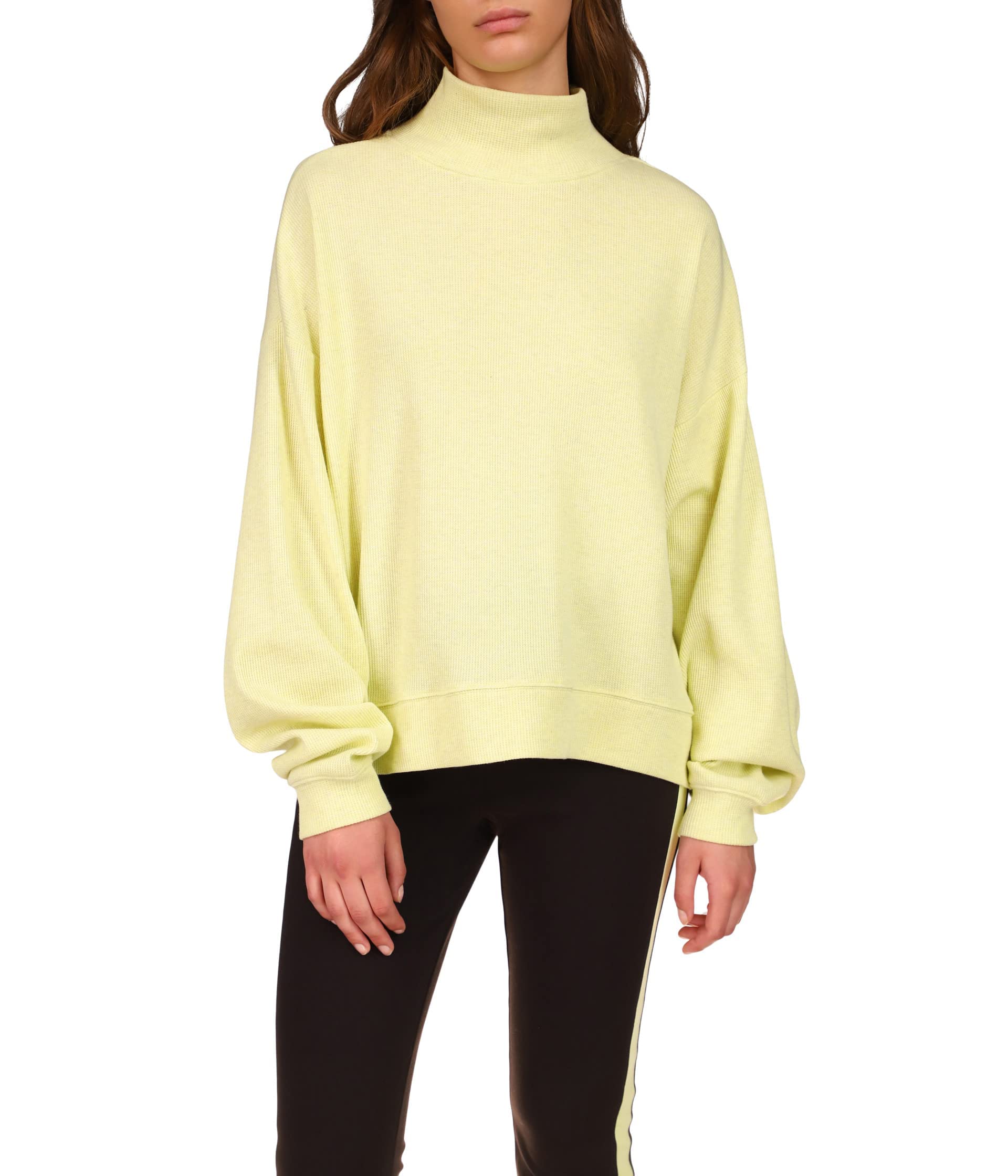 Sanctuary Easy Winter Waffle Knit Mock Neck Tee - Women's Cozy Long Sleeve Shirt for Cold Weather | Perfect for Layering, Casual Outfits & Winter Activities