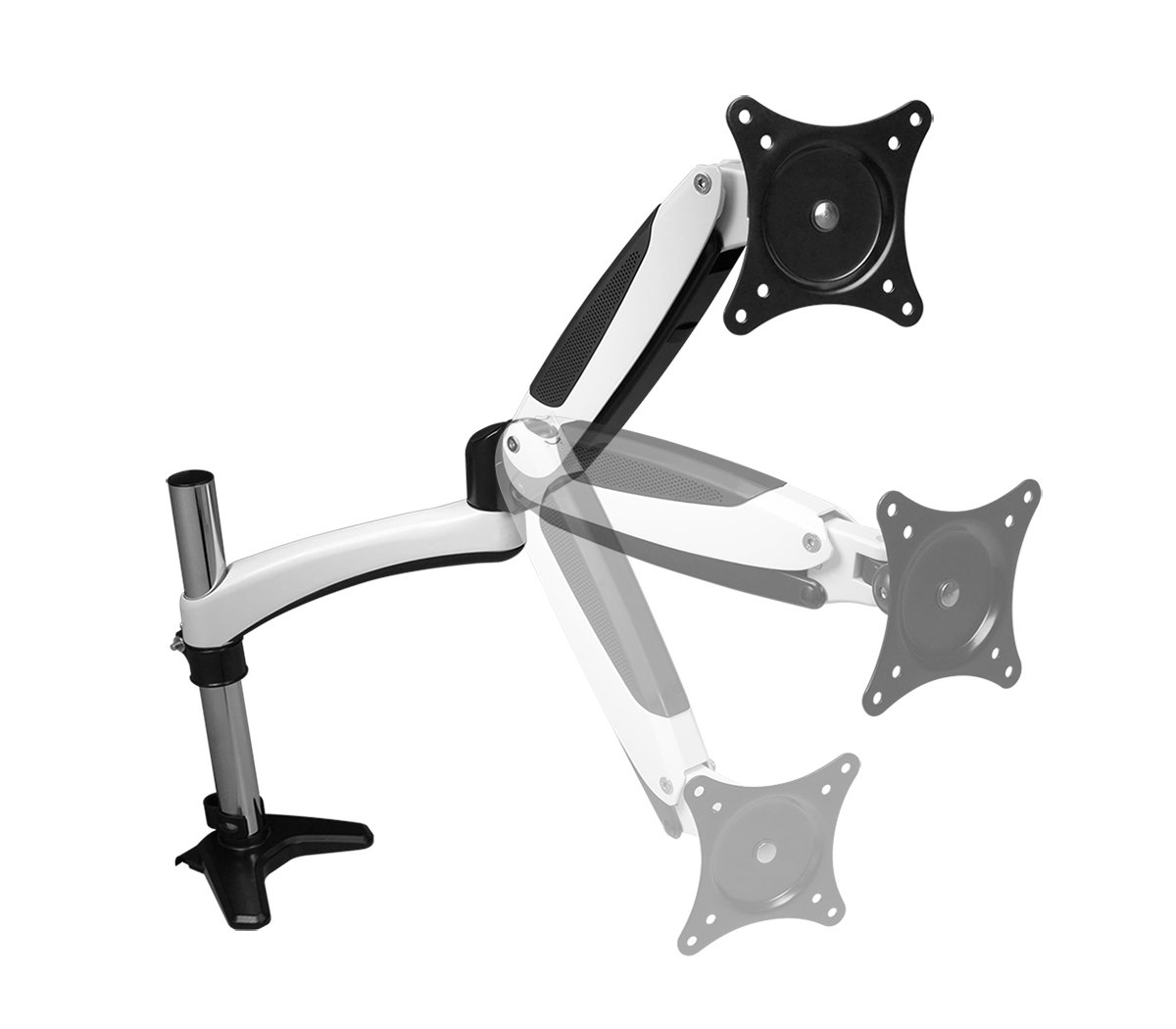 SIIG White Single Monitor Desk Mount - Height Adjustable Gas Spring Arm for 15