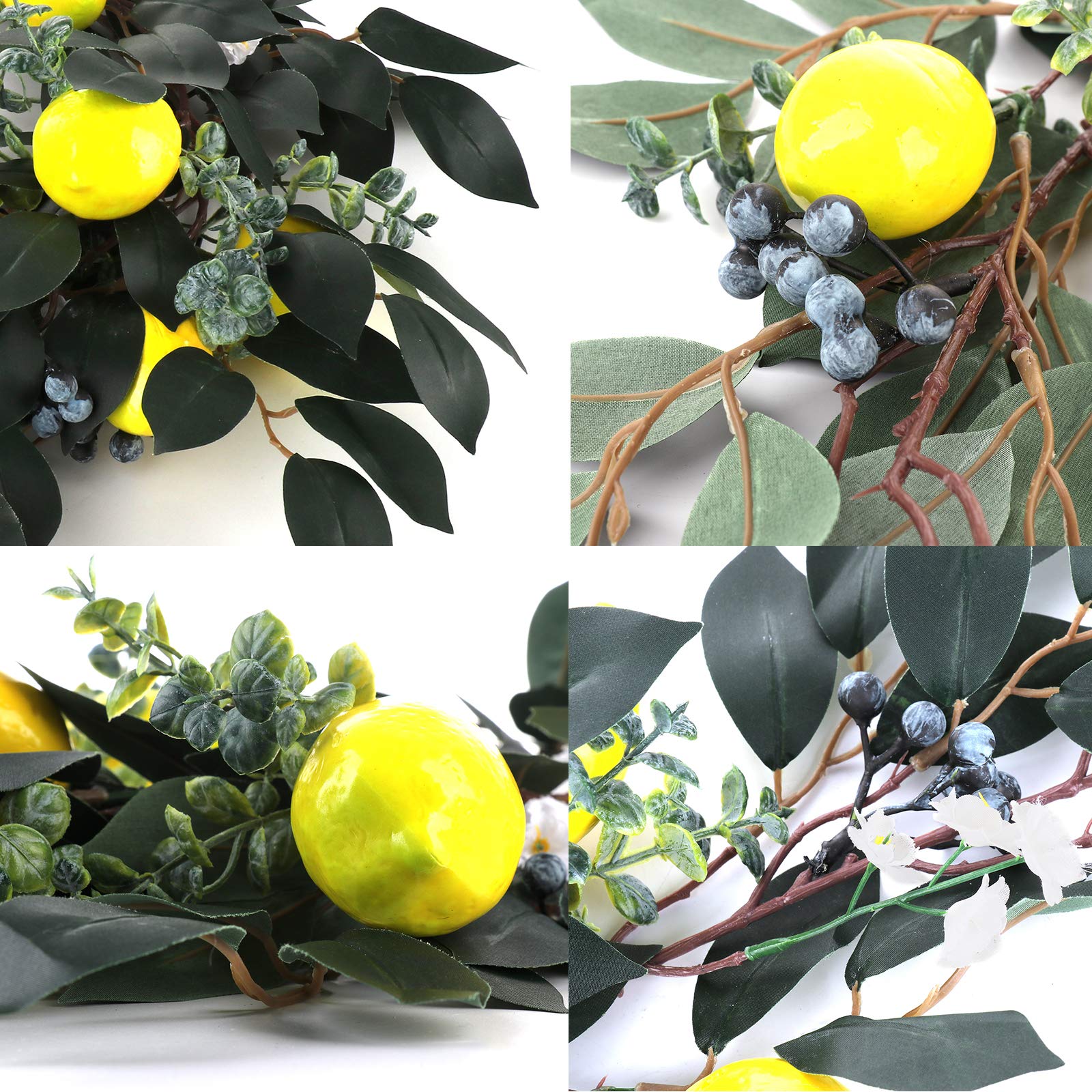 6.5Ft Artificial Lemon Garland with Faux Eucalyptus Vines - Spring Summer Home Decor for Front Door, Wall, Wedding, Party & Outdoor Decorations