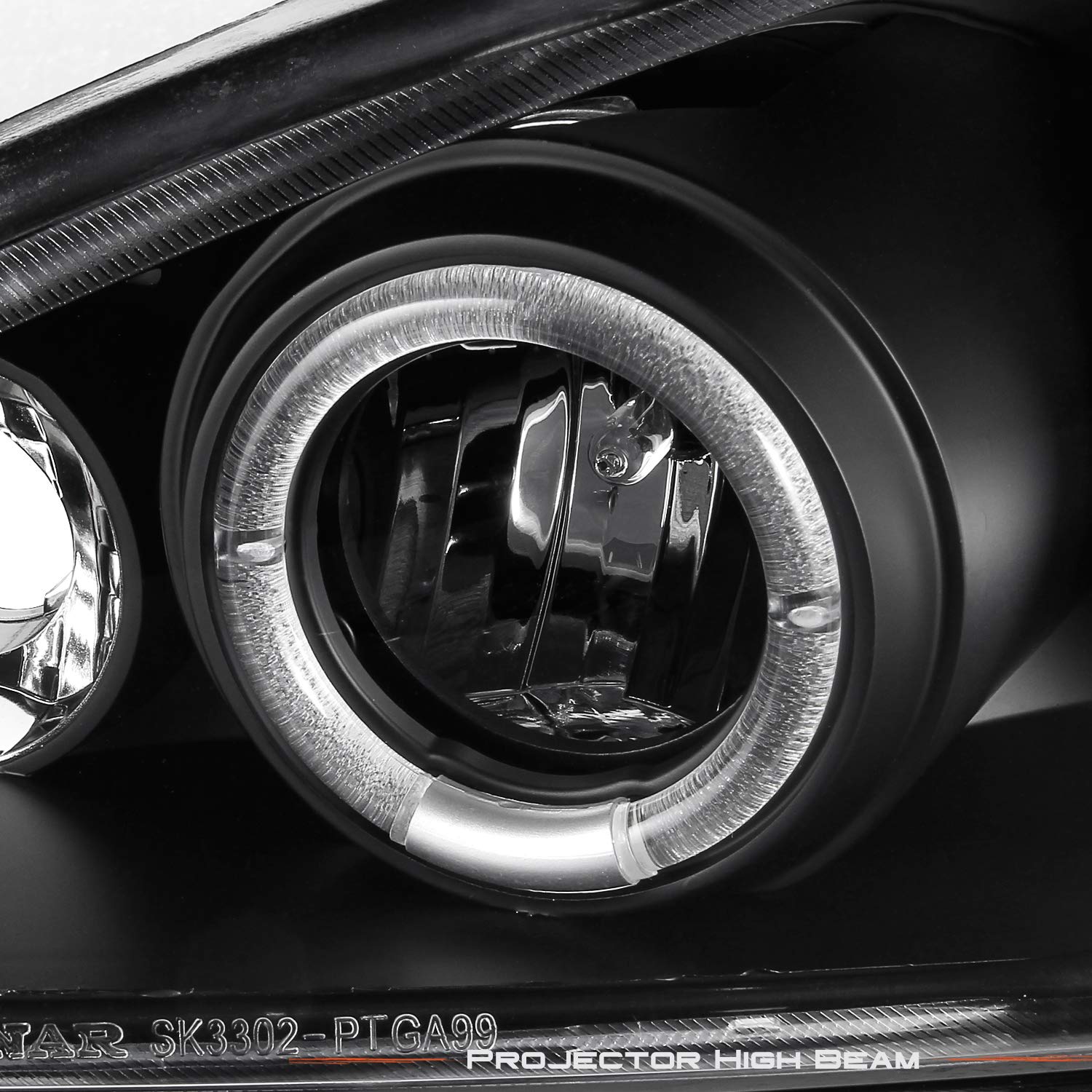 AKKON Black Bezel Dual Halo Ring Projector Headlights for Pontiac Grand AM - Replacement Front Lamps (Left/Right) - Upgrade for Night Driving & Enhanced Style