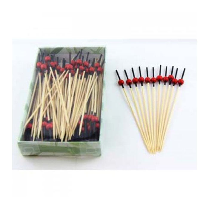Premium Black & Red Cocktail Picks - Elegant Drink Garnish Skewers for Martini, Olive & Fruit Decorations - Perfect for Parties, Weddings & Home Bars