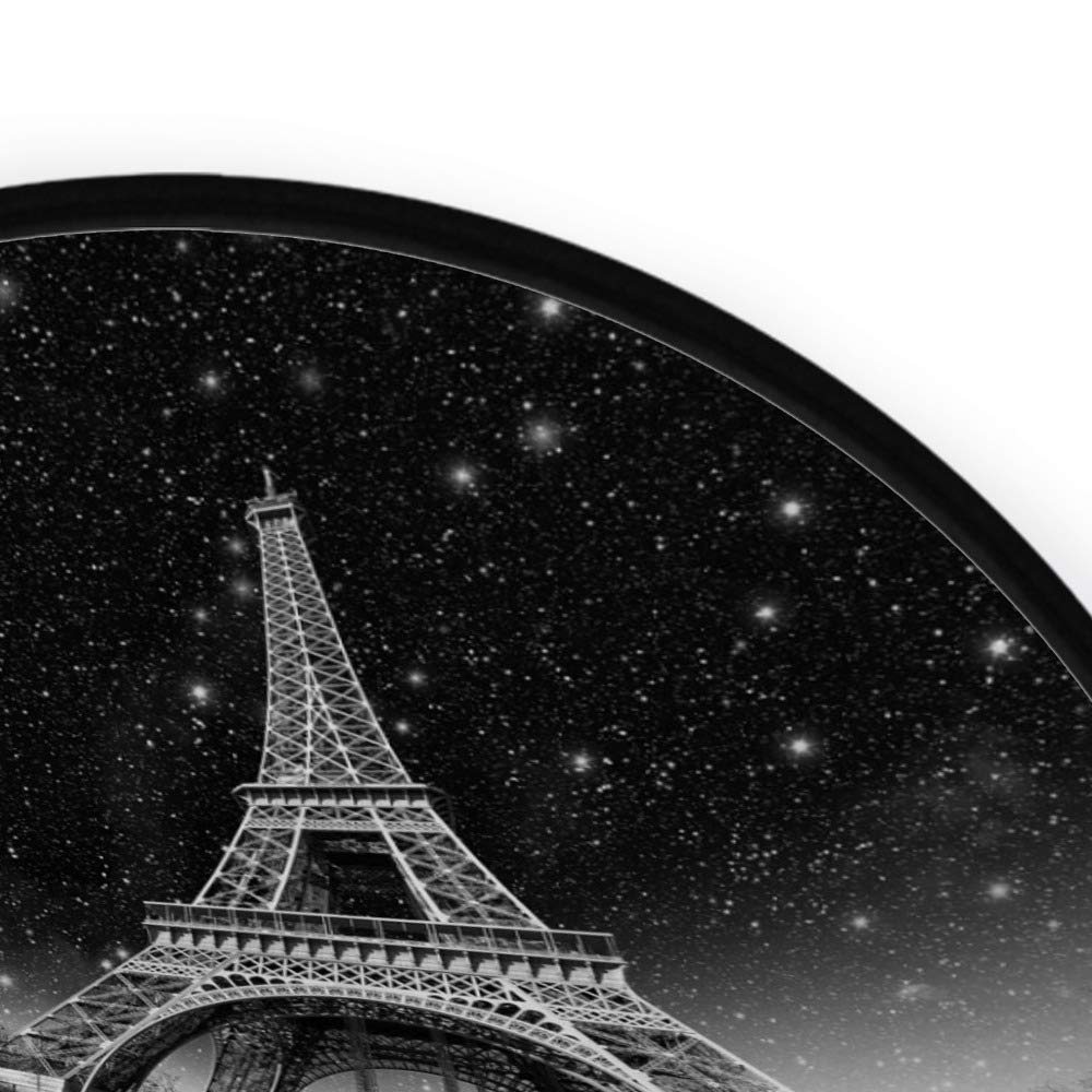Starry Night Eiffel Tower Round Area Rug - 4' Diameter Non-Slip Polyester Floor Mat for Living Room, Bedroom, Kids Playroom & Yoga Space - Paris Themed Home Decor