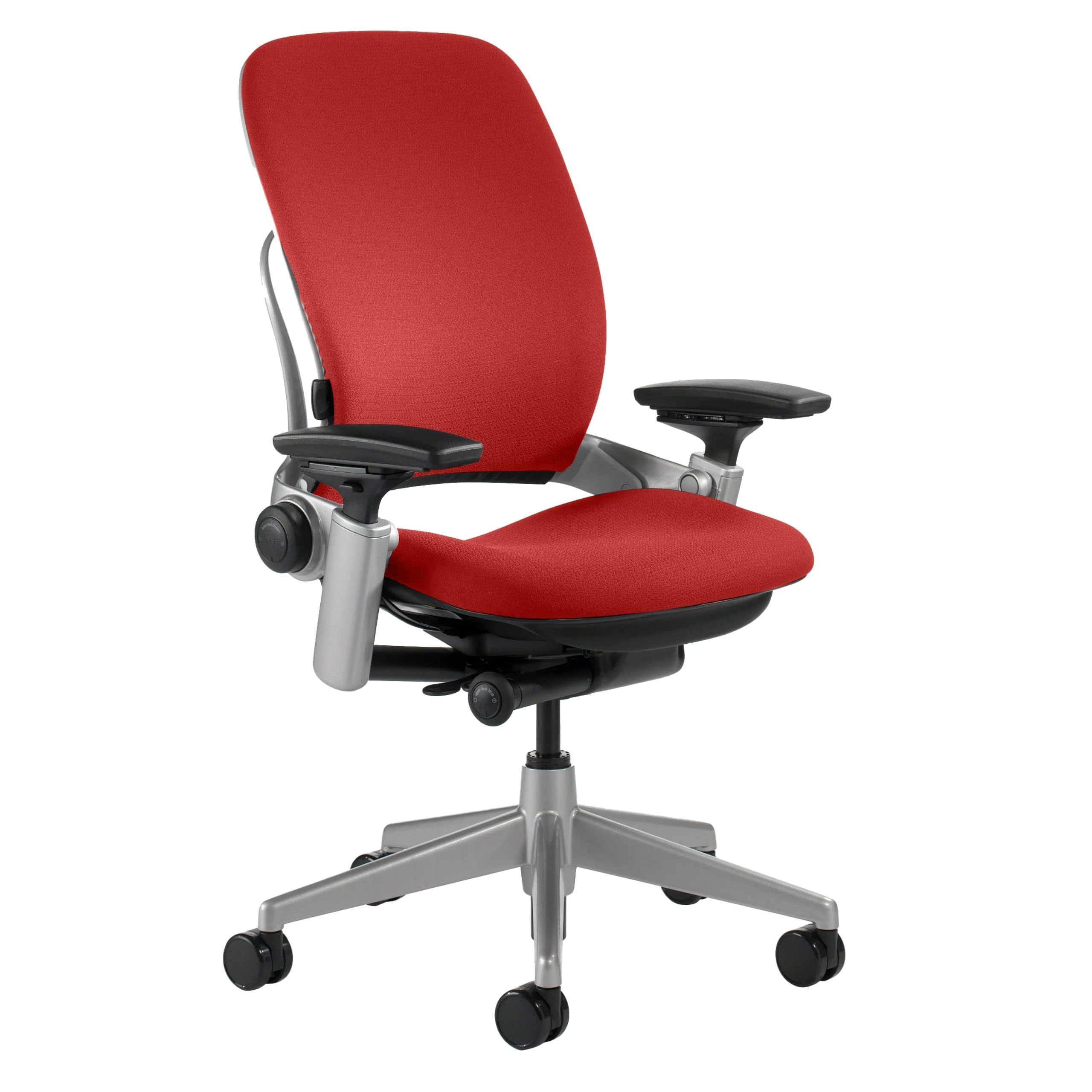 Steelcase Leap Ergonomic Office Chair with Wheels - Adjustable Lumbar Support & LiveBack Technology for Comfort - Red Fabric Work Chair for Carpet Flooring - Perfect for Home Office, Gaming & Workspaces