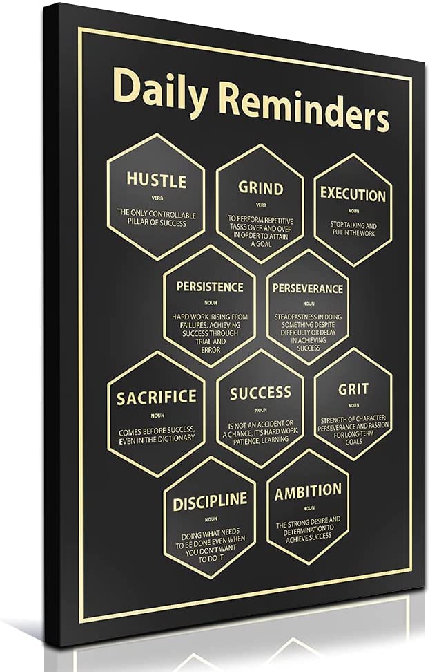 JUST BREATHE Black Motivational Wall Art - 28x40 Inch Inspirational Office Decor with Positive Quotes, Success Themed Framed Poster for Home, Office, School & Dorm Room - Daily Encouragement & Mindfulness Decor