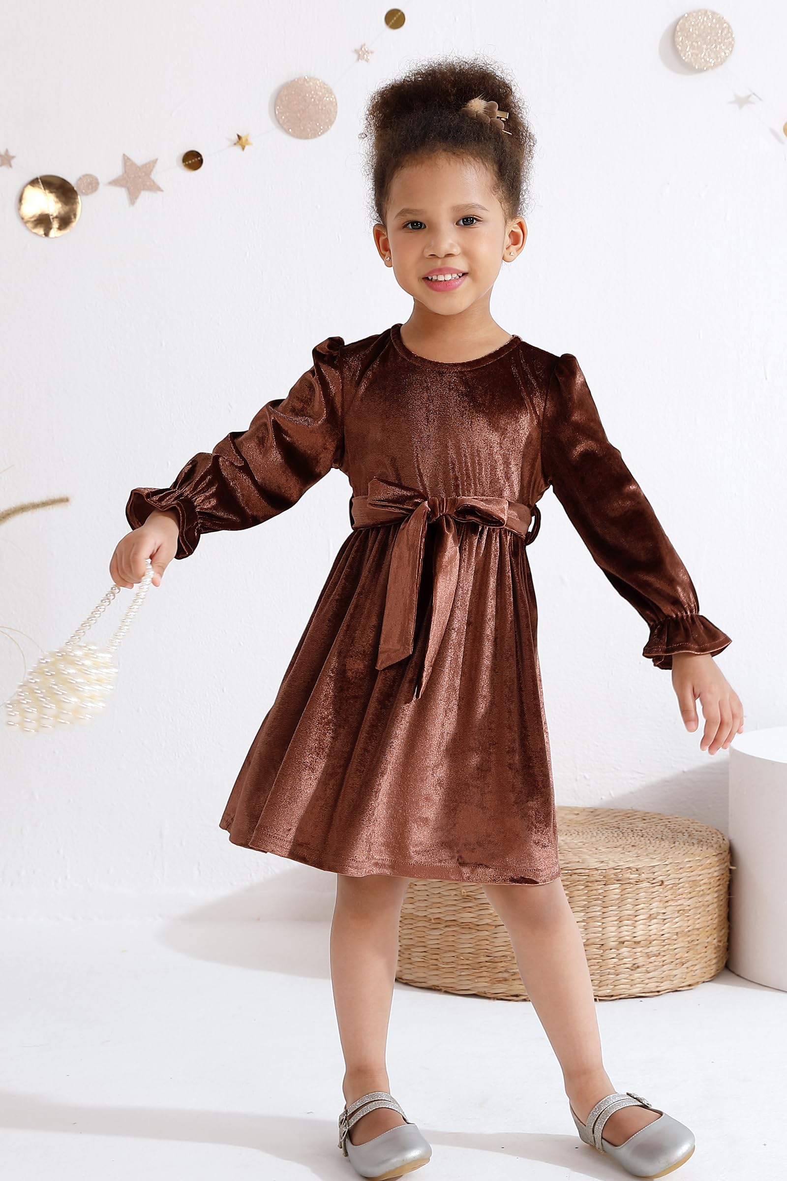 Toddler Baby Girl Dress - Ruffle Long Sleeve Floral Dresses for Fall Winter | Casual Outfits for Girls | Perfect for Holidays, Parties & Family Photos